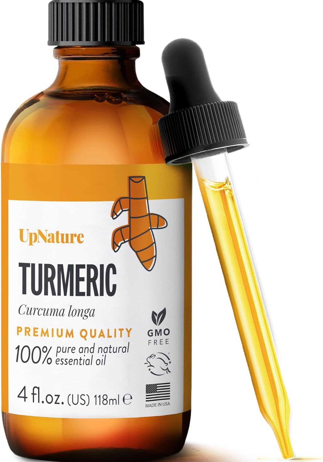 UpNature Aceite esencial de cúrcuma – 100% natural y puro, de alta calidad, para aromaterapia, sin diluir, aumenta las defensas naturales, 4 oz
