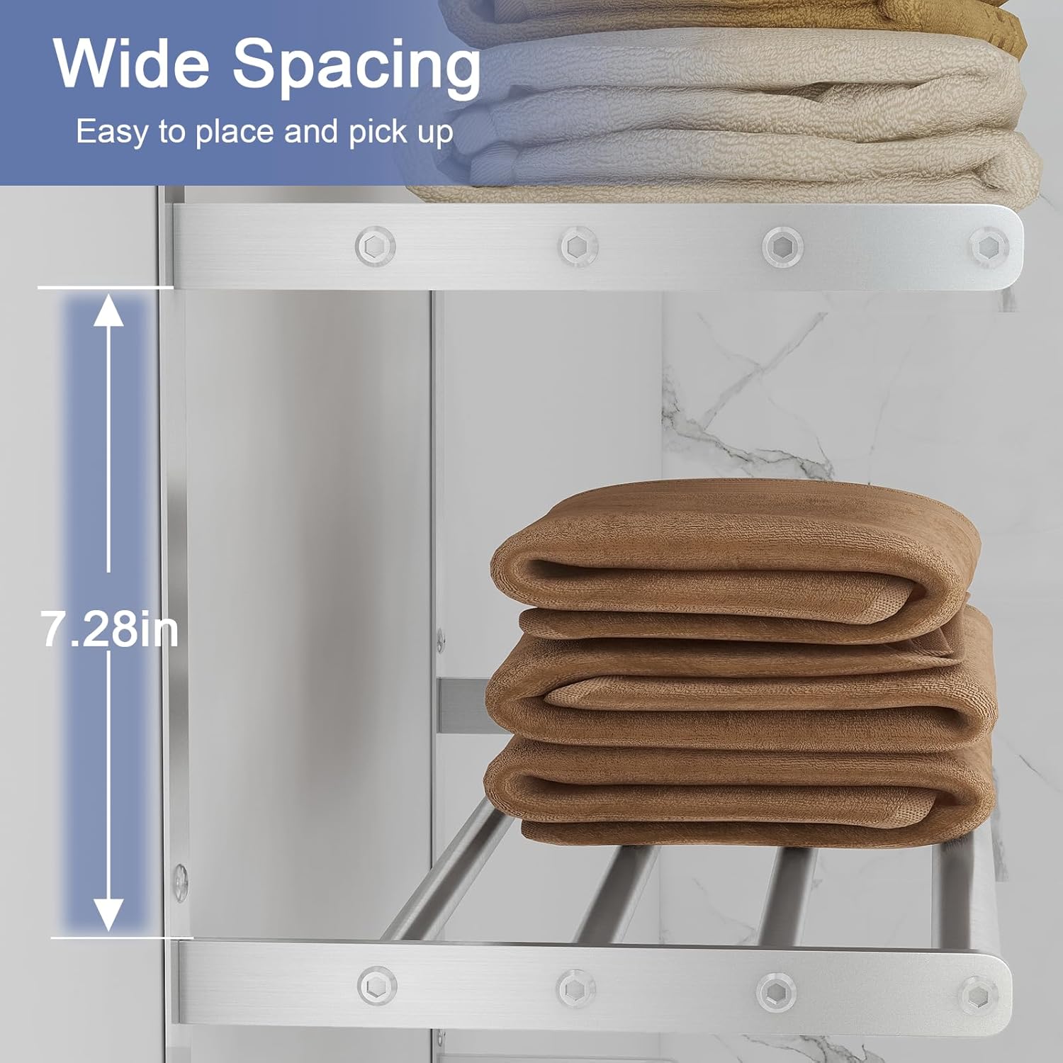Toallero para baño montado en la pared, toallero de 3 niveles estilo hotel con toalleros, toalleros de níquel cepillado para baño lavabo, 16 pulgadas