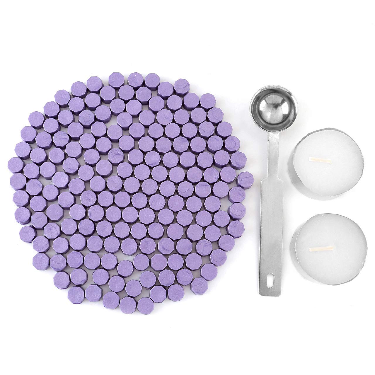 Yoption – Cuentas de cera de sellado Wistaria, 210 cuentas octágonas con velas y cuchara de fusión para sello de cera