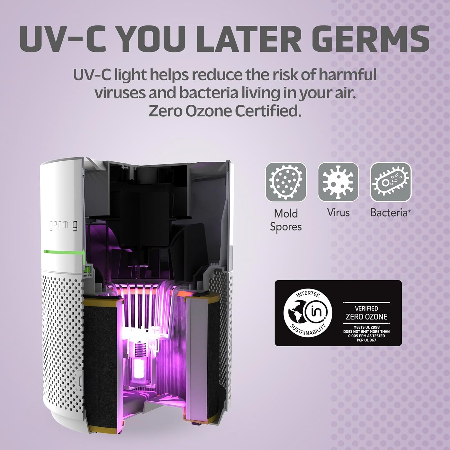 Germ Guardian AirSafe+ Purificador de aire inteligente AC3000W + GermGuardian Filter V Toxin Clear HEPA Filtro de repuesto para purificador de aire