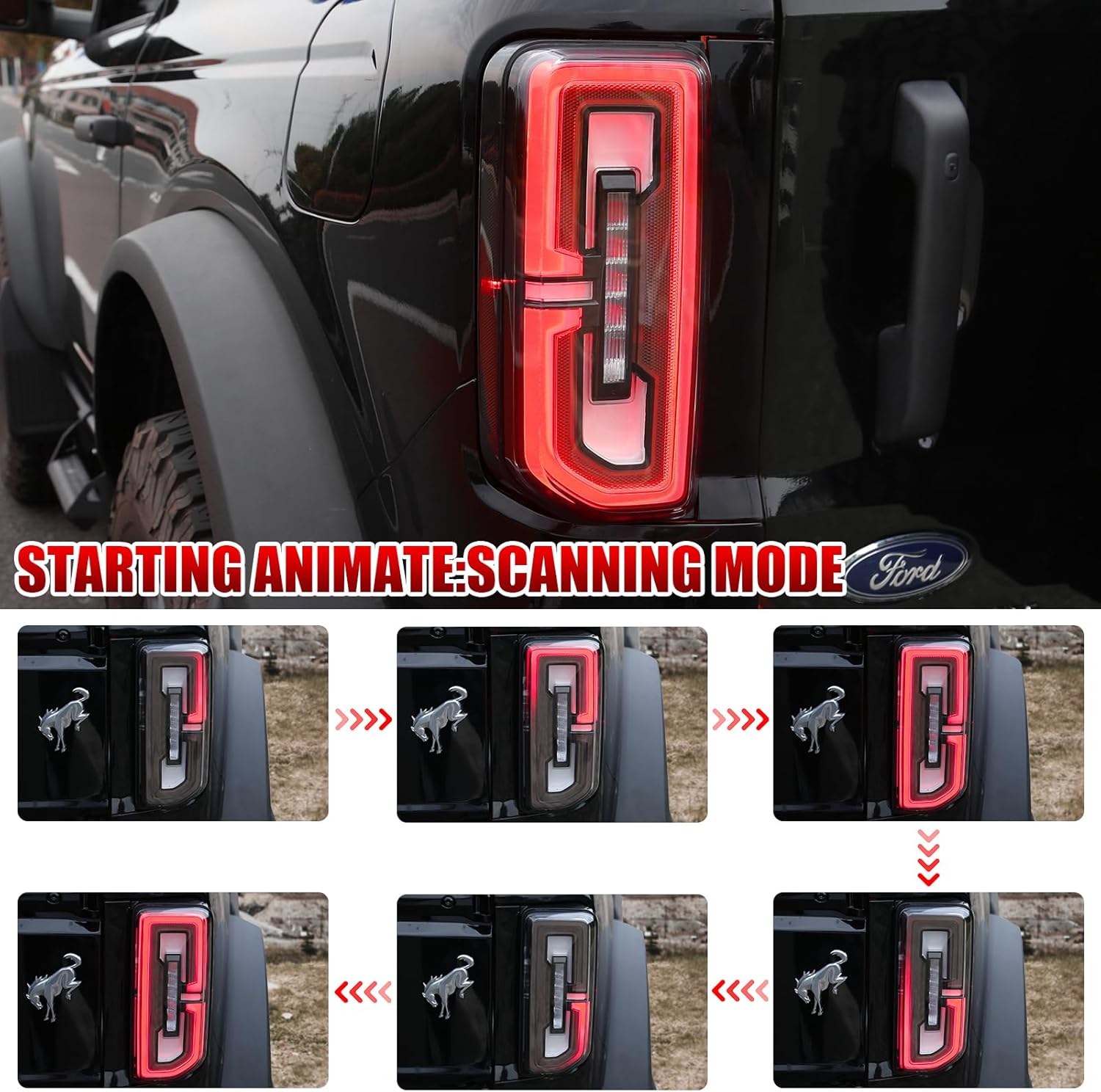 Mabett Luces traseras LED para Ford Bronco, luces de cola halógenasLED de 24 puertas 2021 2022 2023 2024, par de luces traseras mejoradas, lámparas