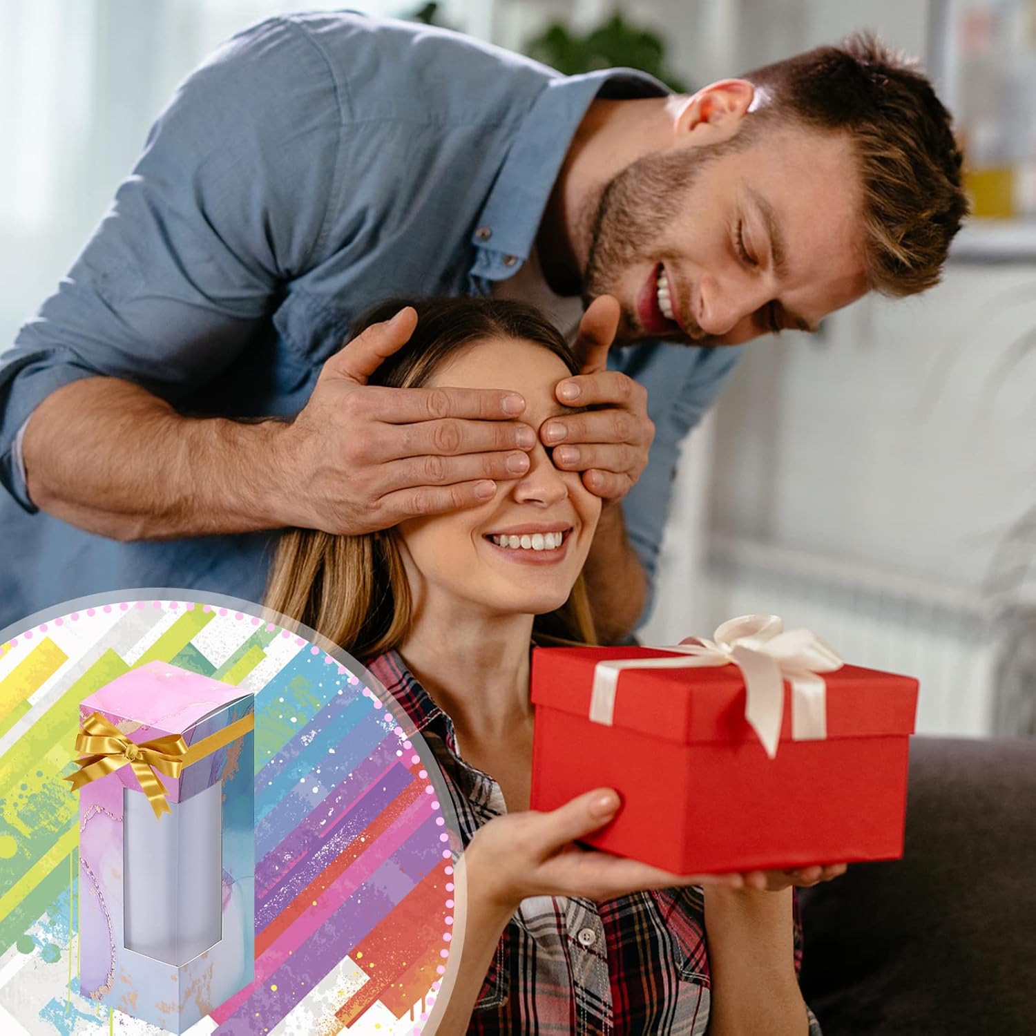 12 vasos de papel kraft con cinta, cajas de vasos de sublimación para embalaje de vasos rectos delgados de 20 onzas, regalos de cumpleaños