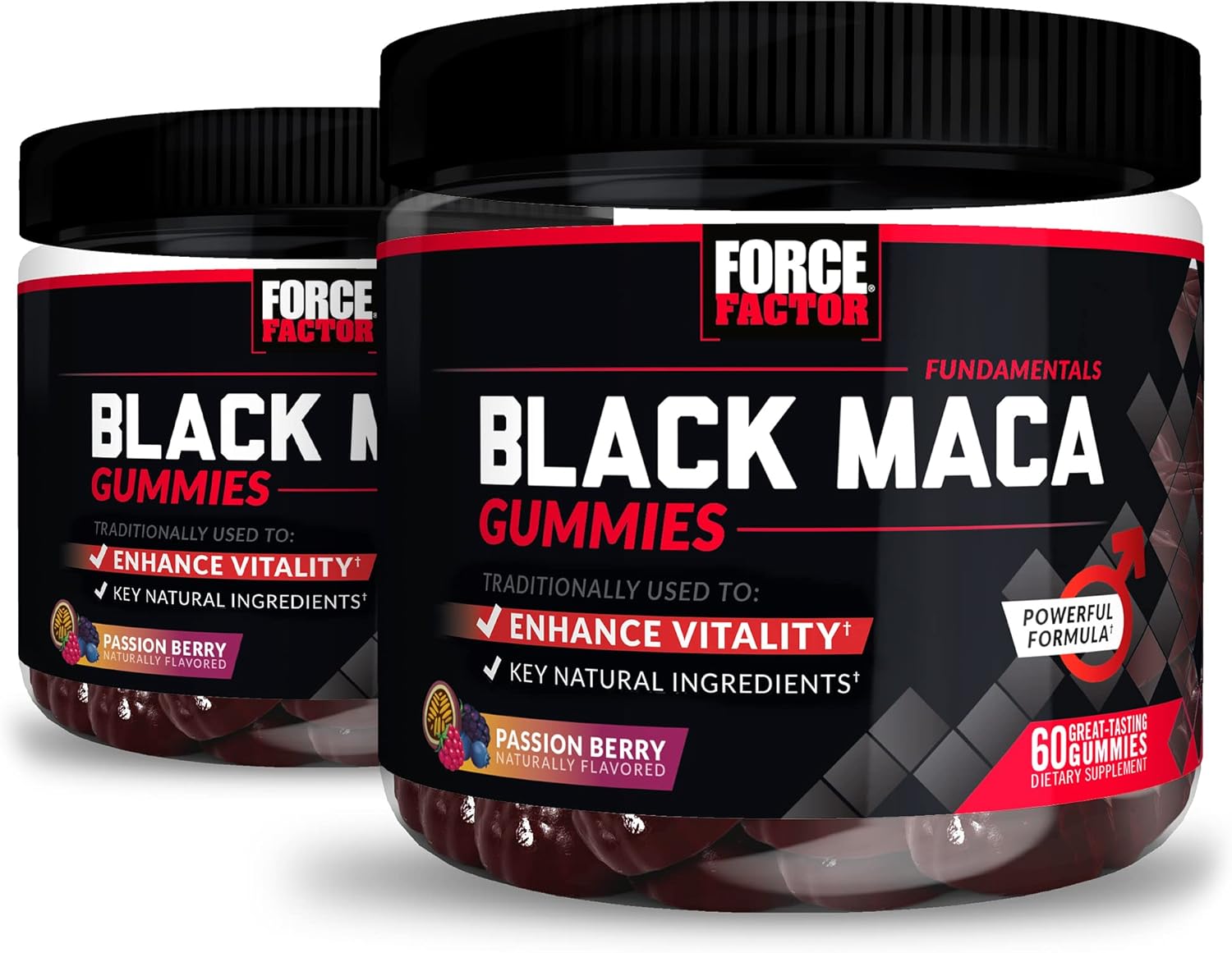 Force Factor Gomitas de maca negra, paquete de 2, raíz de maca negra para mejorar la vitalidad masculina, aumentar la energía y la fuerza, con