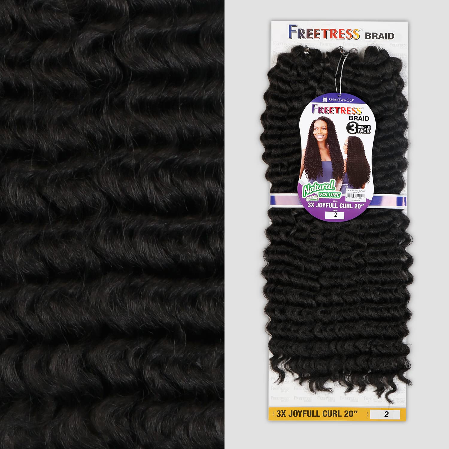 Freetress – Trenza de ganchillo  3 rizos JOYFULL de 20 pulgadas (2 marrón oscuro)