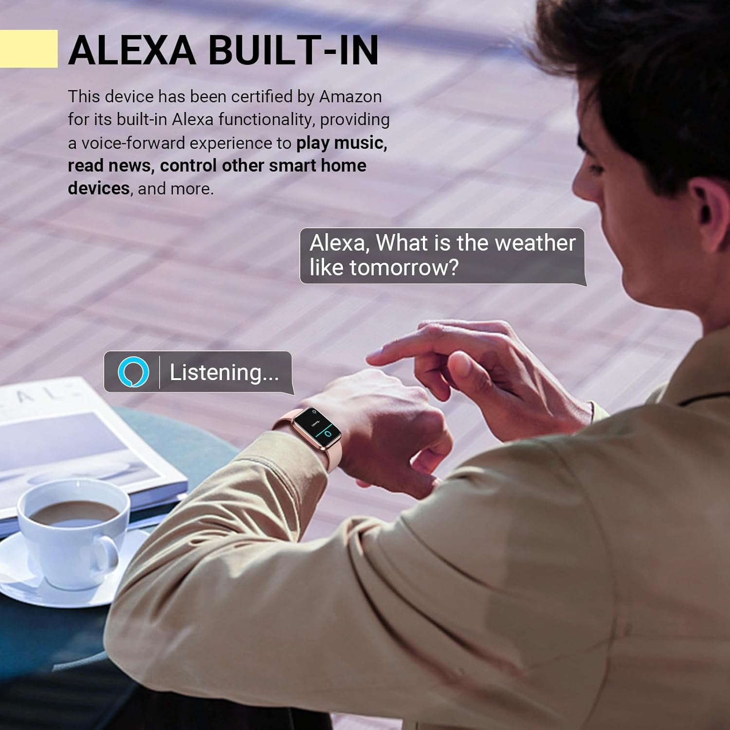 Reloj inteligente para mujer, contestarhacer llamadas, reloj de seguimiento de actividad física de 1.8 pulgadas con Alexa integrado, monitor de