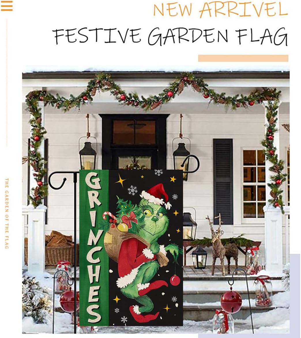 Banderas de jardín de Navidad para exteriores, 12 x 18 pulgadas, diseño de doble cara, decoración de bandera de jardín de Navidad, suministros de