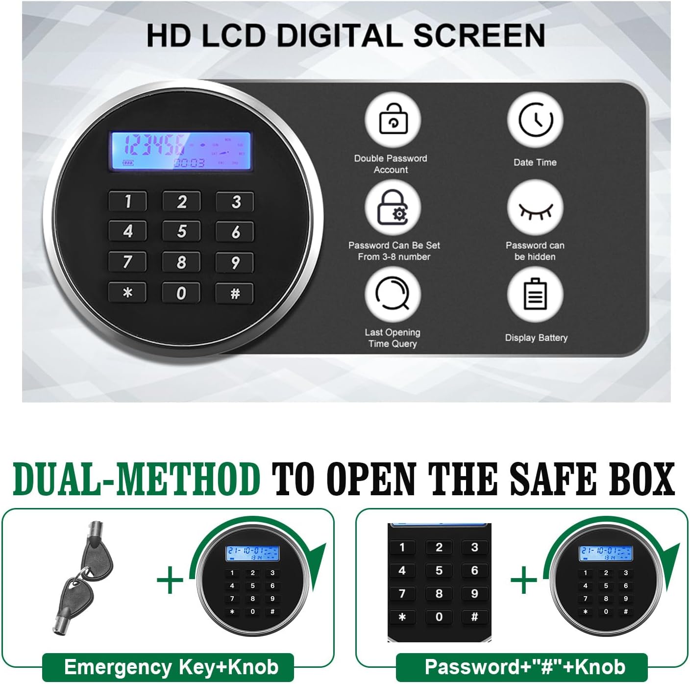 Caja de seguridad ignífuga impermeable, caja fuerte personal para el hogar, caja fuerte ignífuga con teclado de dígitos, caja de seguridad para