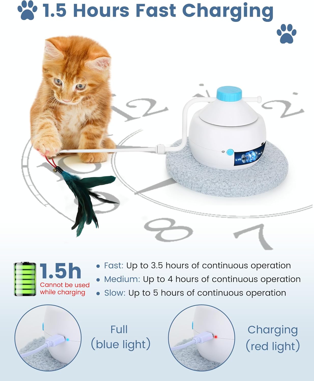 HAPPY HACHI Juguetes interactivos para gatos, 3 en 1, juguetes electrónicos de plumas para gatos, recargable por USB, juguete móvil automático,