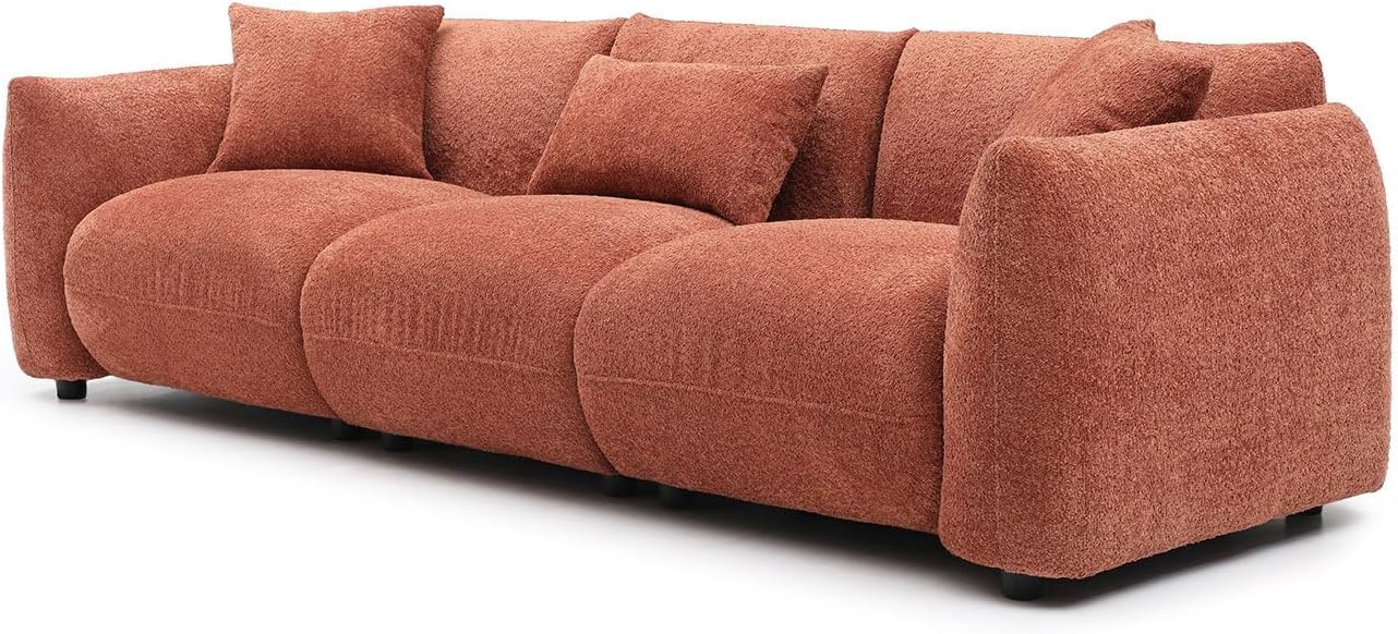 WILLIAMSPACE Sofá modular de 102.36 pulgadas para sala de estar, sofá moderno tapizado en la nube, sofá Boucle con 3 almohadas, 4 asientos de