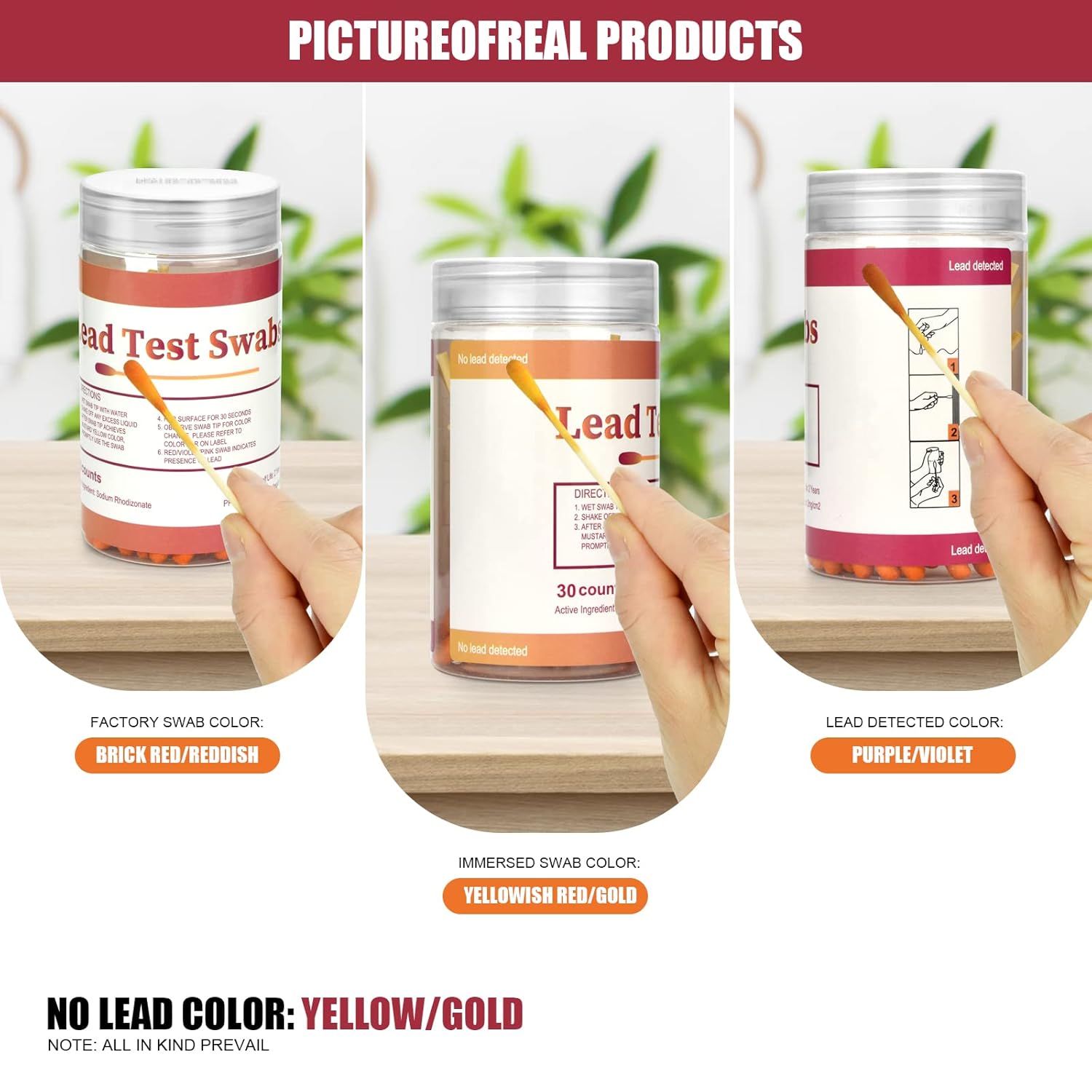 Kit de prueba de plomo hisopos de pintura de plomo para todas las superficies pintadas, platos, metal, juguetes, madera, resultados de prueba en 30