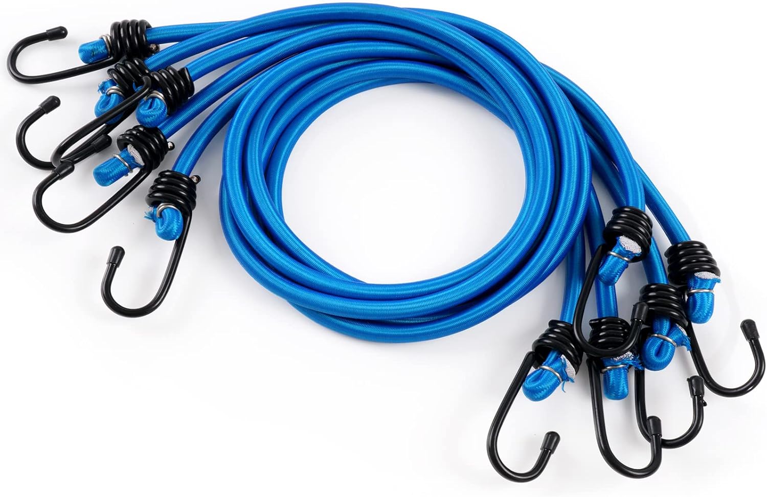 Cuerdas elásticas de 32 pulgadas con ganchos resistentes para exteriores, paquete de 5, correas elásticas azul rey, Paderson