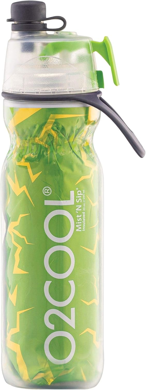 O2COOL Mist ‘N Sip – Botella de agua de nebulización 2 en 1, función de niebla y sorbo sin fugas, botella de agua deportiva con boquilla superior,