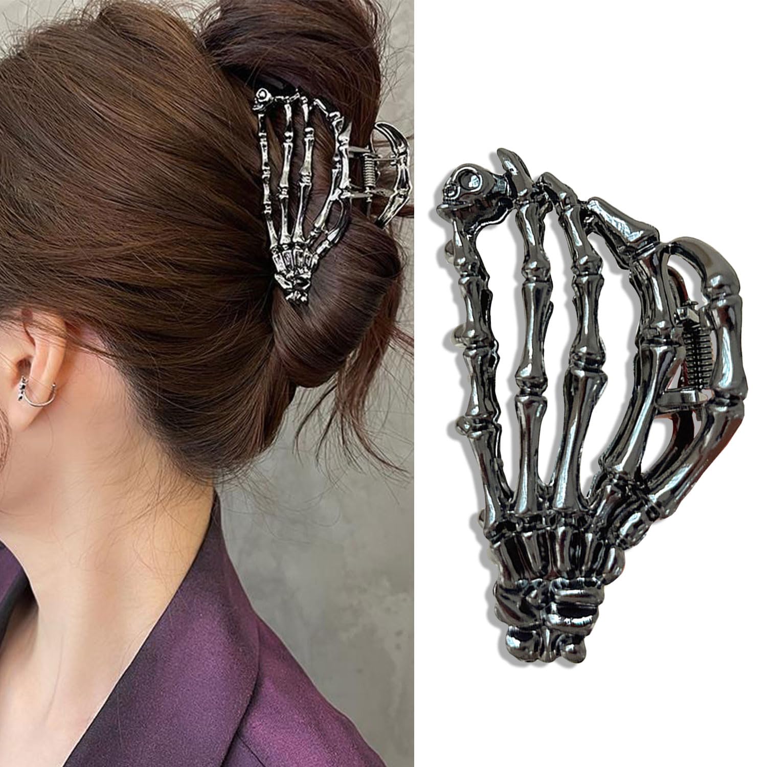 Pinzas de metal para el cabello de esqueleto negro, accesorios para el cabello fino y grueso, pinzas de sujeción fuerte, pinzas antideslizantes para