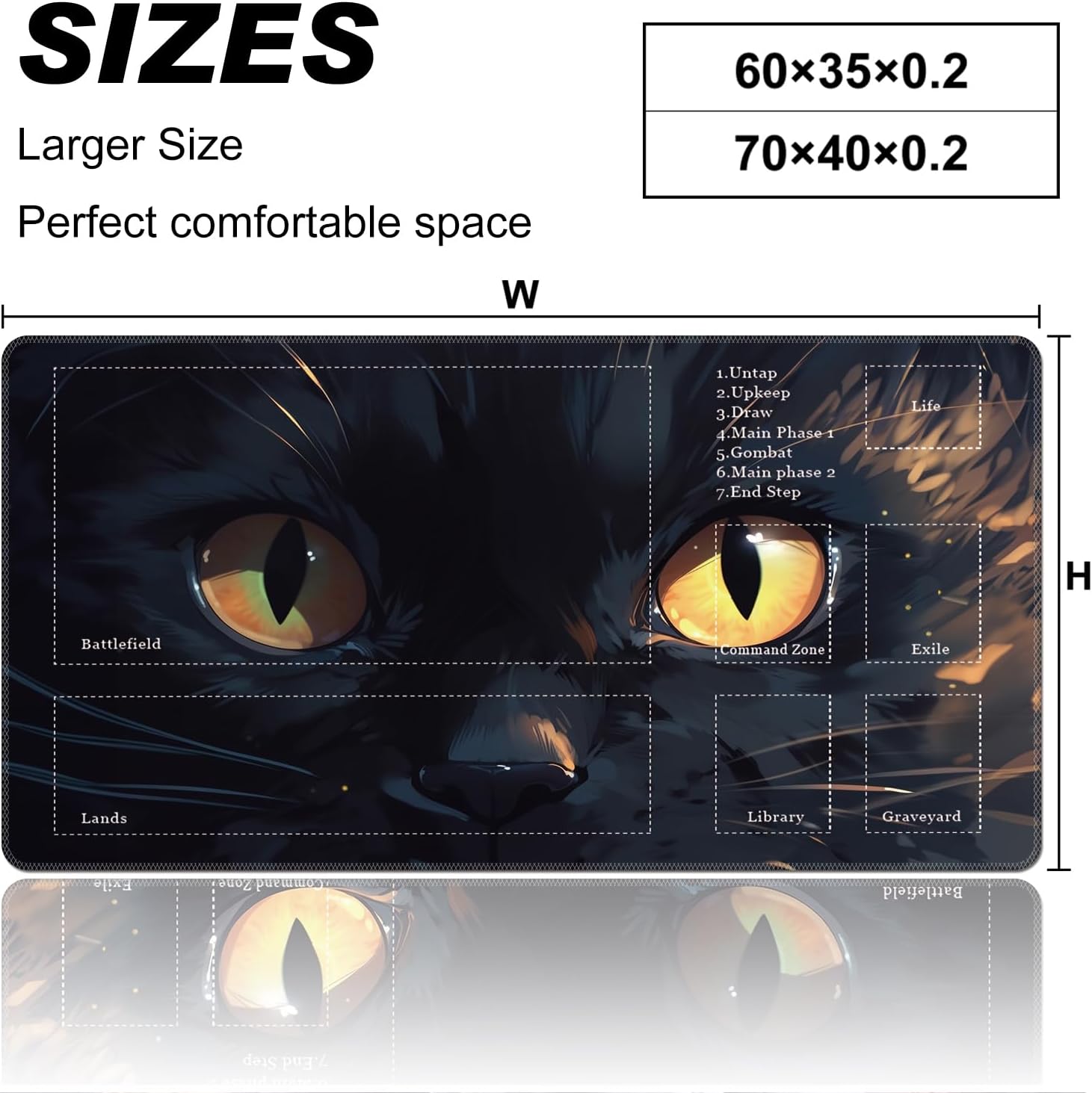 BVCLKJPOI Tapete de juego de cartas cosido, Magic The Gathering Play Mat para MTG Playmat con zonas de superficie de goma lisa, Magic The Gathering