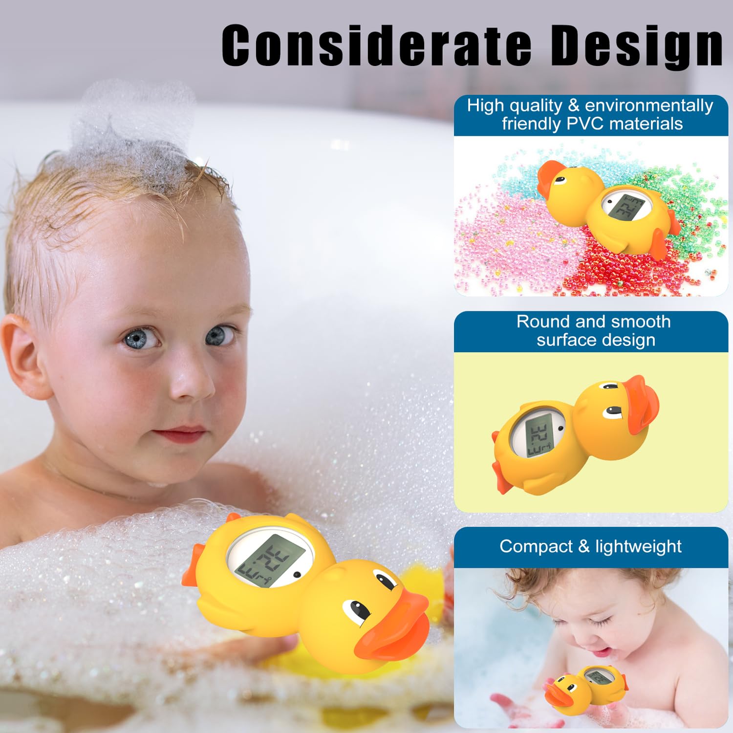 Termómetro de baño para bebés con pantalla LED y advertencia de temperatura, termómetro digital para habitación y termómetro de temperatura del agua