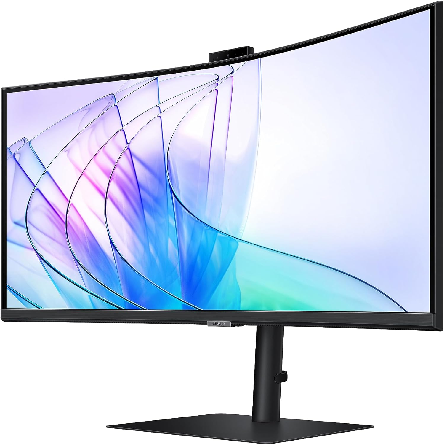 SAMSUNG Monitor curvo QHD de 34 pulgadas ViewFinity serie S65VC, cámara FHD integrada, HDR10, 100Hz, 350 nit, USB- C, soporte ajustable, cuidado