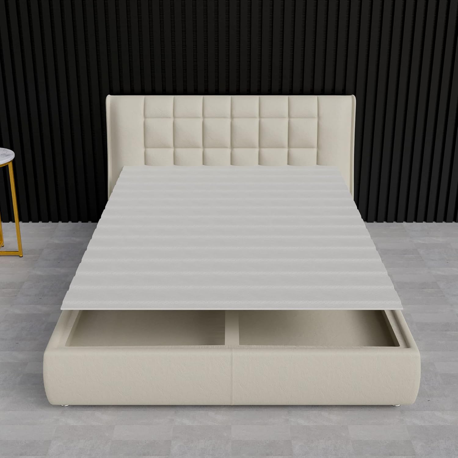 Greaton, Tablero de madera horizontal resistente de 0.75 pulgadas, tablillas de cama, individual, gris