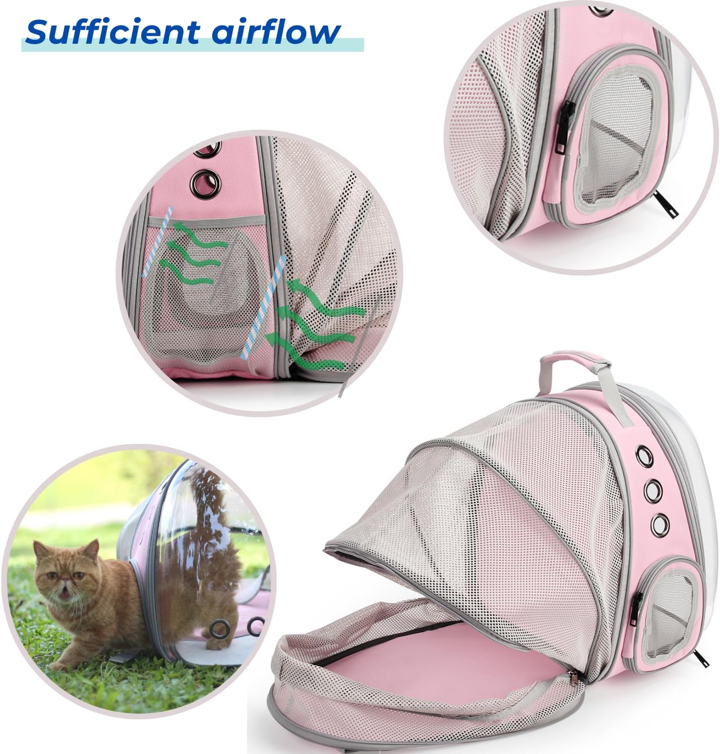 Lollimeow – Mochila para transporte de mascotas, mochila de burbuja para transportar gatos y cachorros, aprobada para aerolíneas, diseñada para