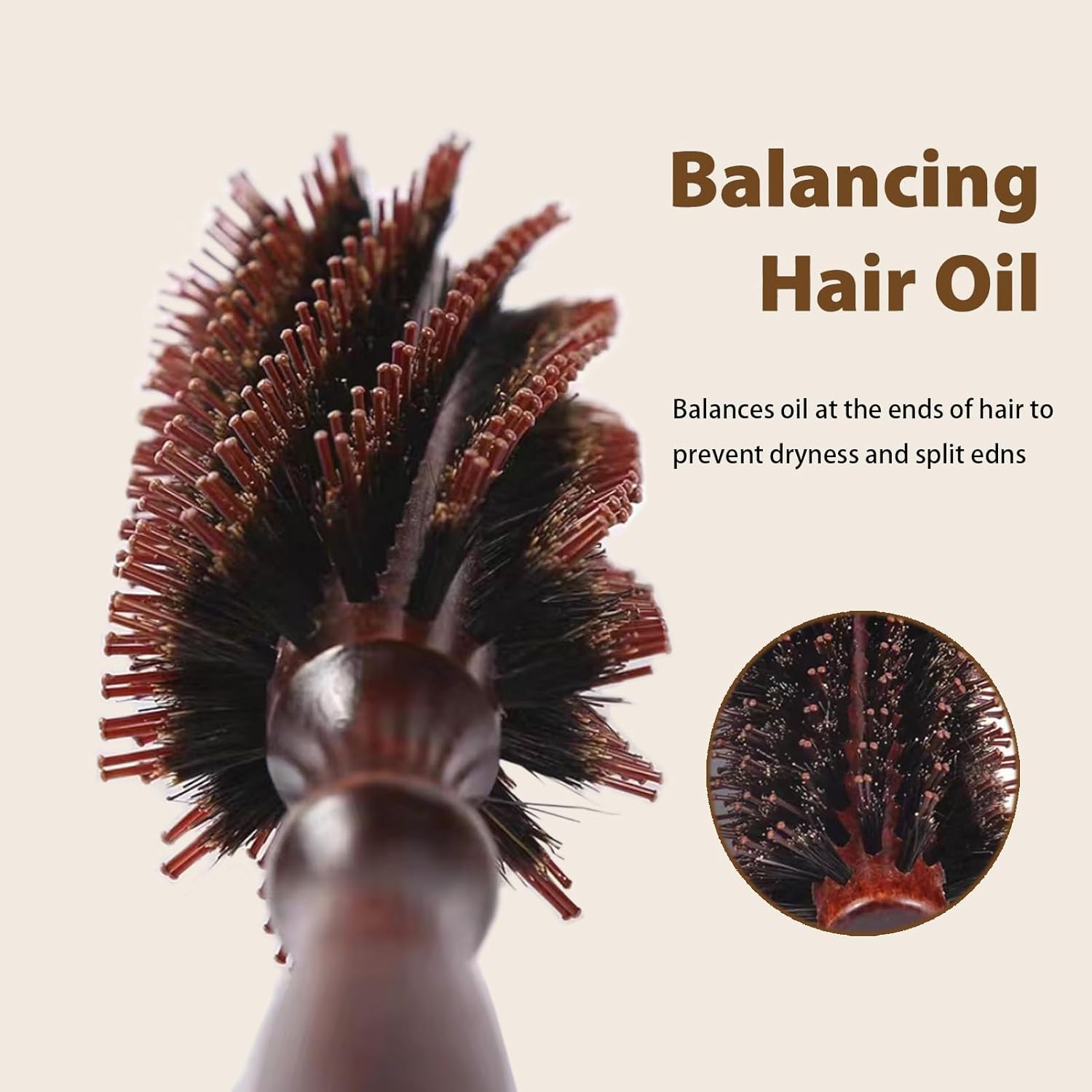 Cepillo de pelo natural de cerdas de jabalí para cabello grueso, rizado, fino, largo, corto, húmedo o seco, desenreda, masaje para añadir brillo