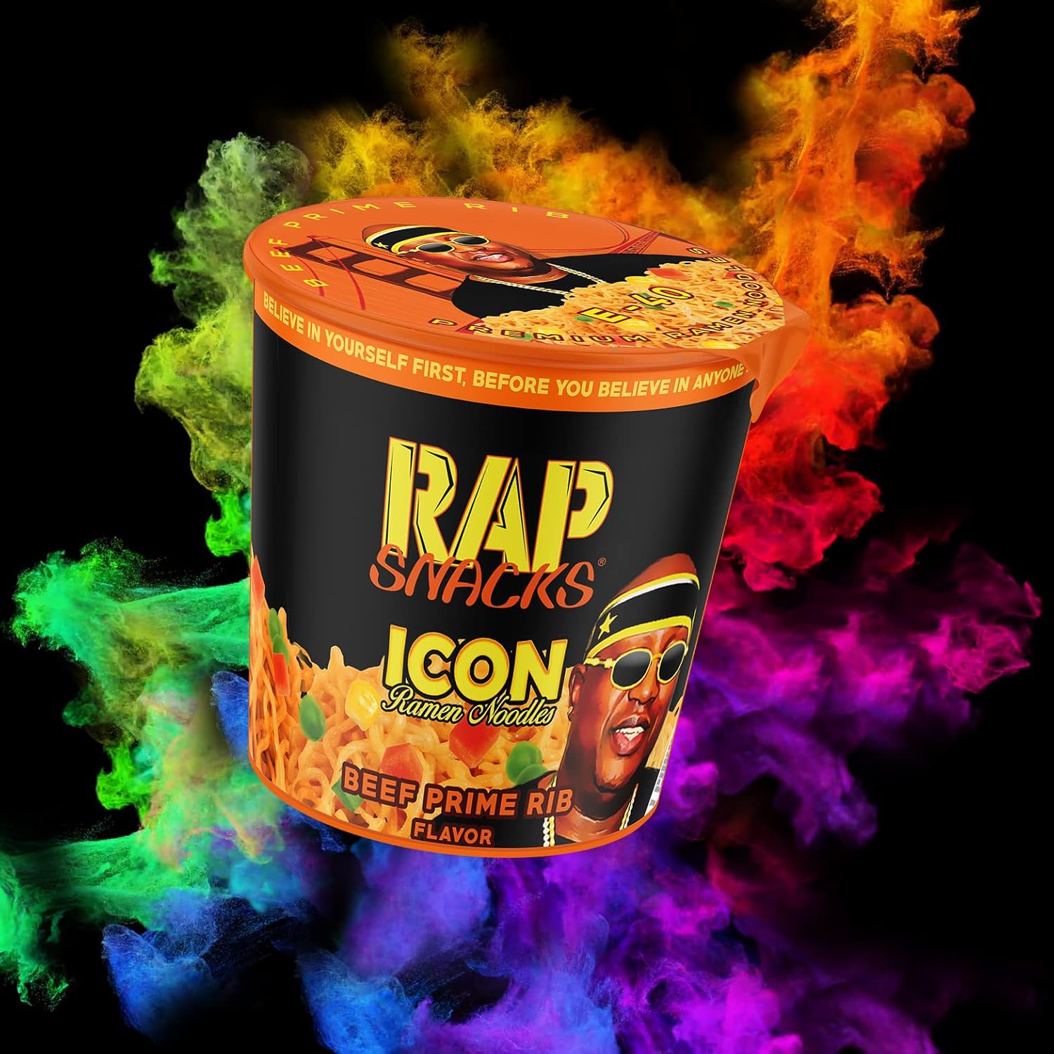 Rap Snacks Beef Prime Rib ICON – Fideos Ramen E-40-Pack de 12