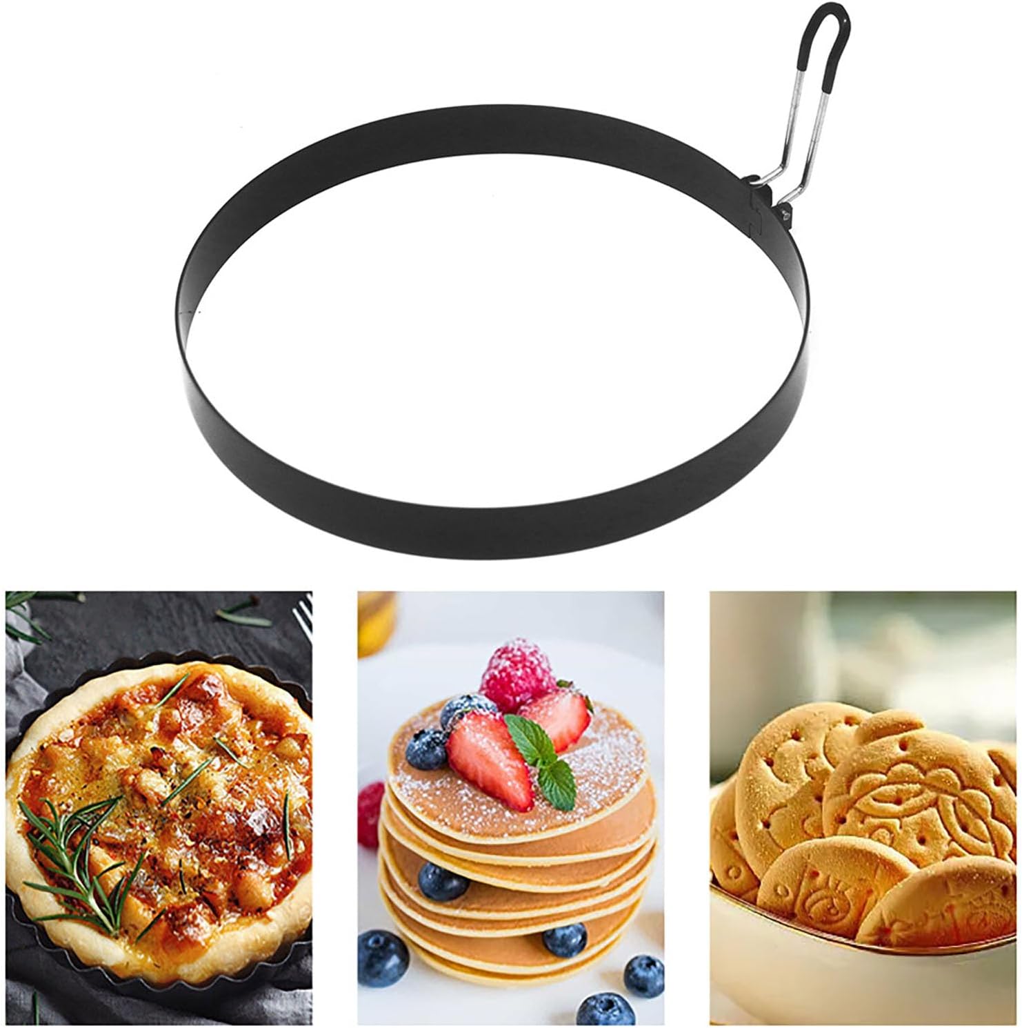 Paquete de 2 anillos para panqueques de 6 pulgadas para huevos de tortilla para freír huevos, antiadherentes, anillos redondos de acero inoxidable