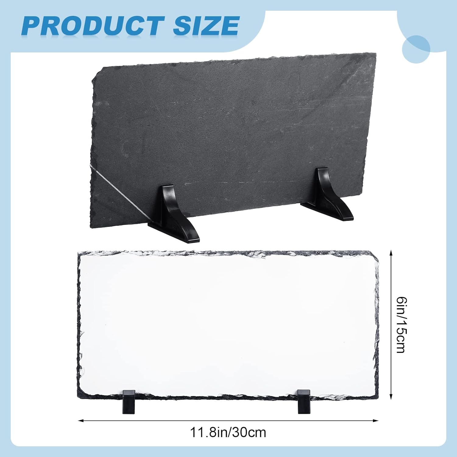 Marco de fotos rectangular de pizarra en blanco para sublimación, con soporte para pantalla y máquina de prensa de calor (6 x 11.8 pulgadas)