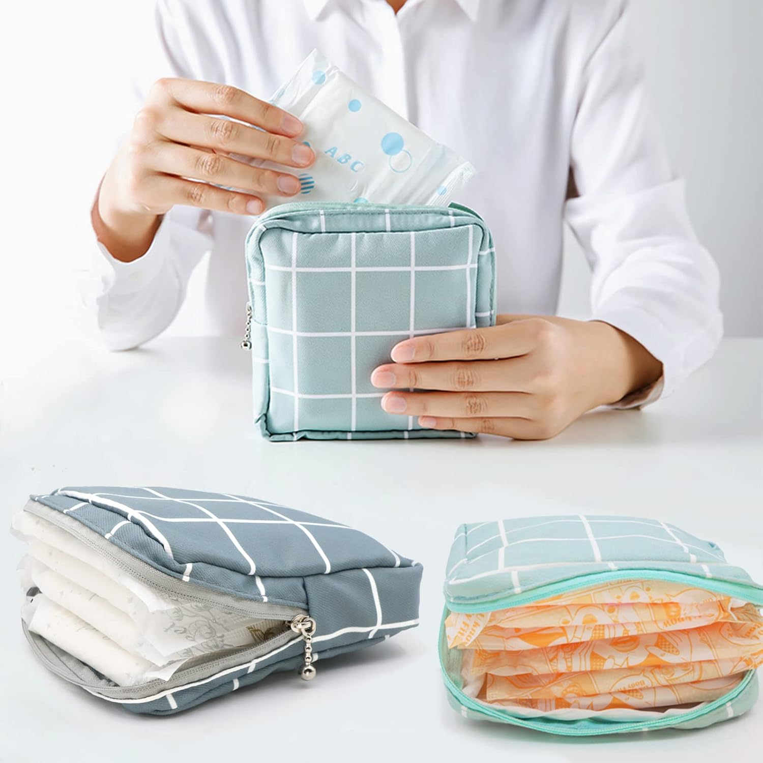 Bolsa de período para adolescentes y niñas, bolsa de almacenamiento de servilletas sanitarias, almohadilla menstrual portátil con cremallera de