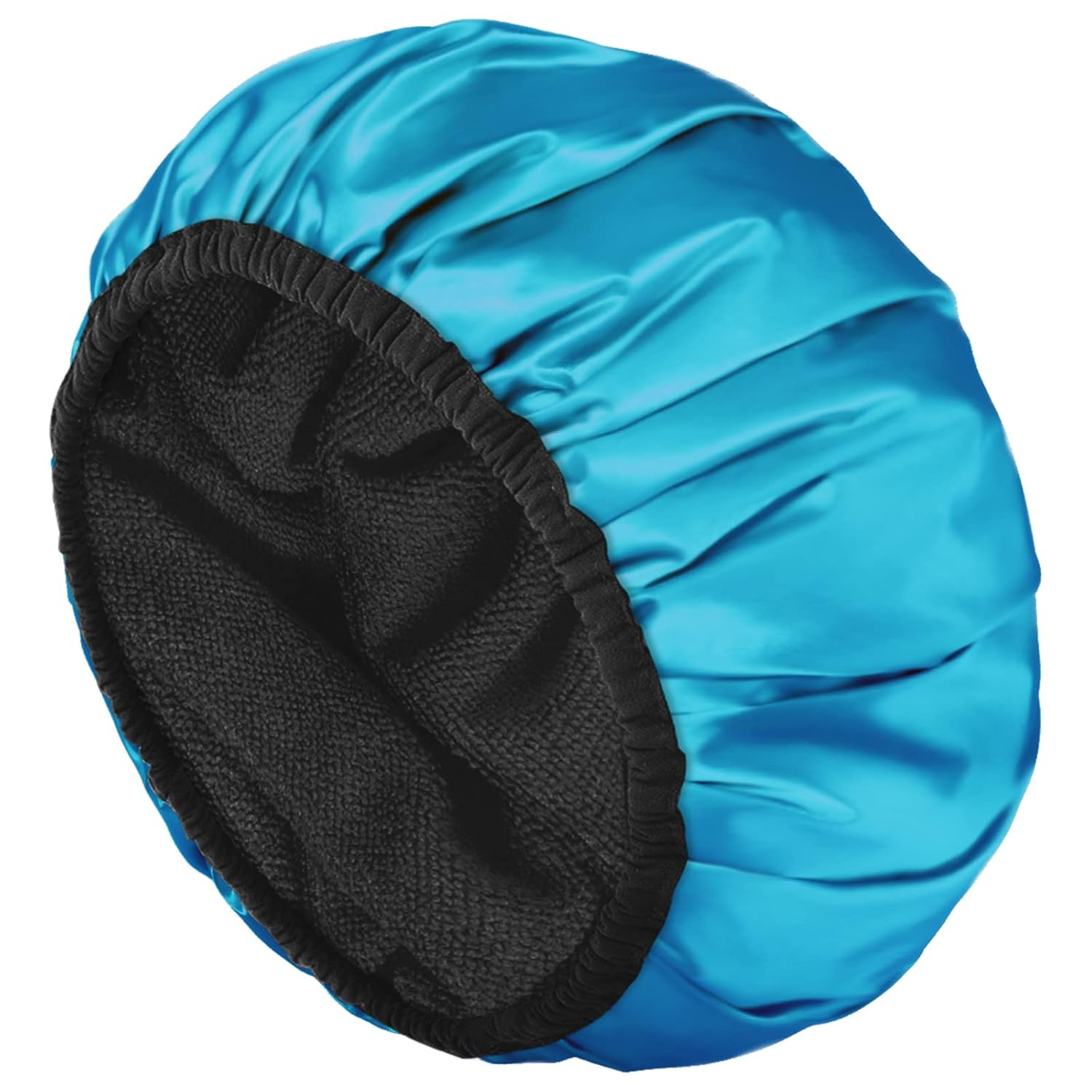 Keeygo Gorros de ducha con forro de rizo, gorro de ducha grande de triple capa para mujer, gorros de ducha reutilizables para cabello largo y grueso