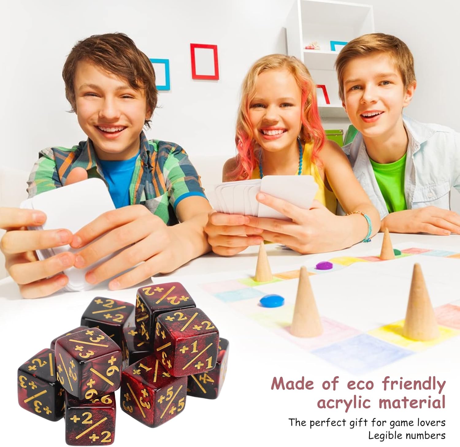 Juego de dados de 10 piezas de 6 caras, juego de dados de juego de rompecabezas de matemáticas de dos colores, accesorios de juego, para enseñanza