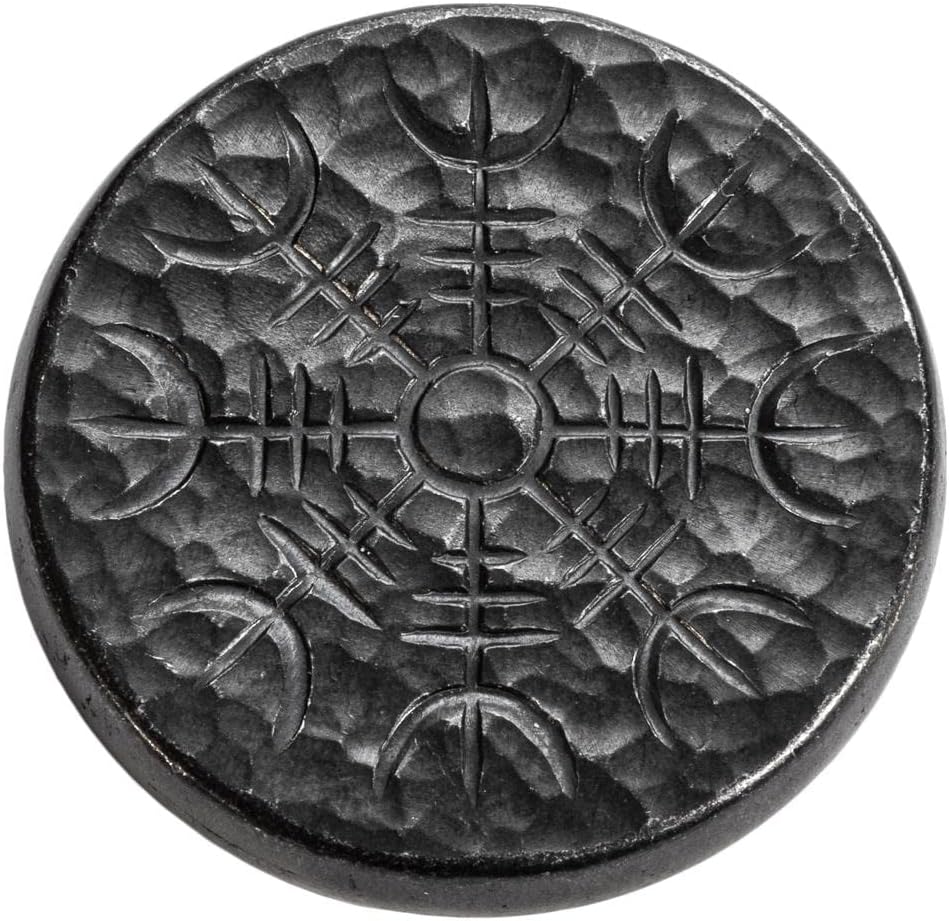 Bastón doble nórdico en hierro, vegvisir y yelmo de asombro