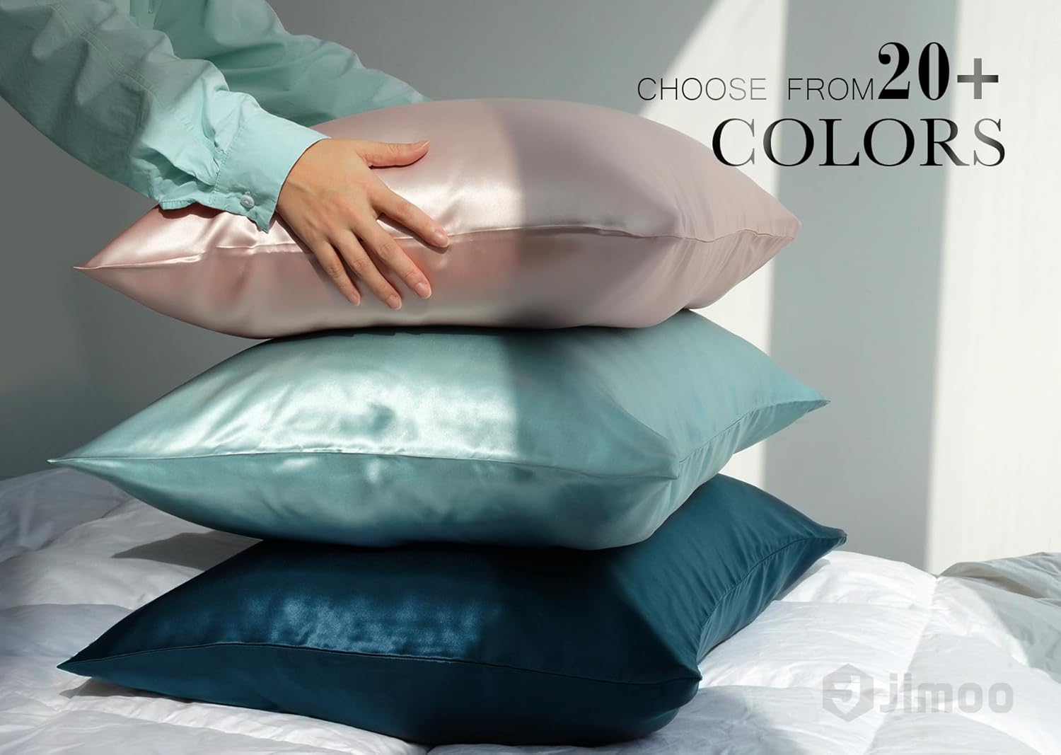 Paquete de 2 fundas de almohada 100% seda de morera para cabello y piel, 22 fundas de almohada de seda natural Momme con cremallera, fundas de