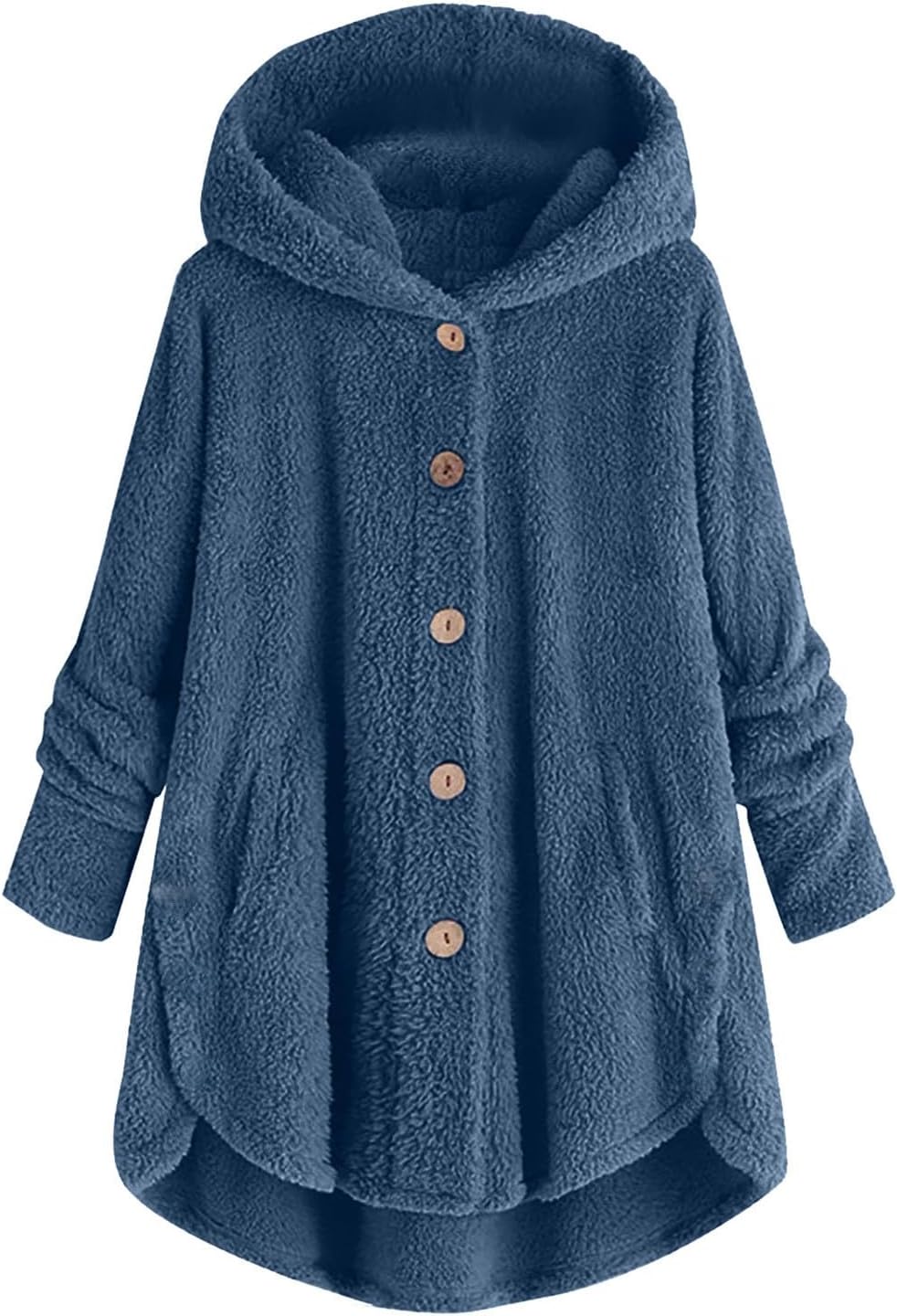 Abrigos de invierno para mujer, cárdigan con capucha, forro polar mullido, con botones, de manga larga, irregular, con capucha, chaquetas para