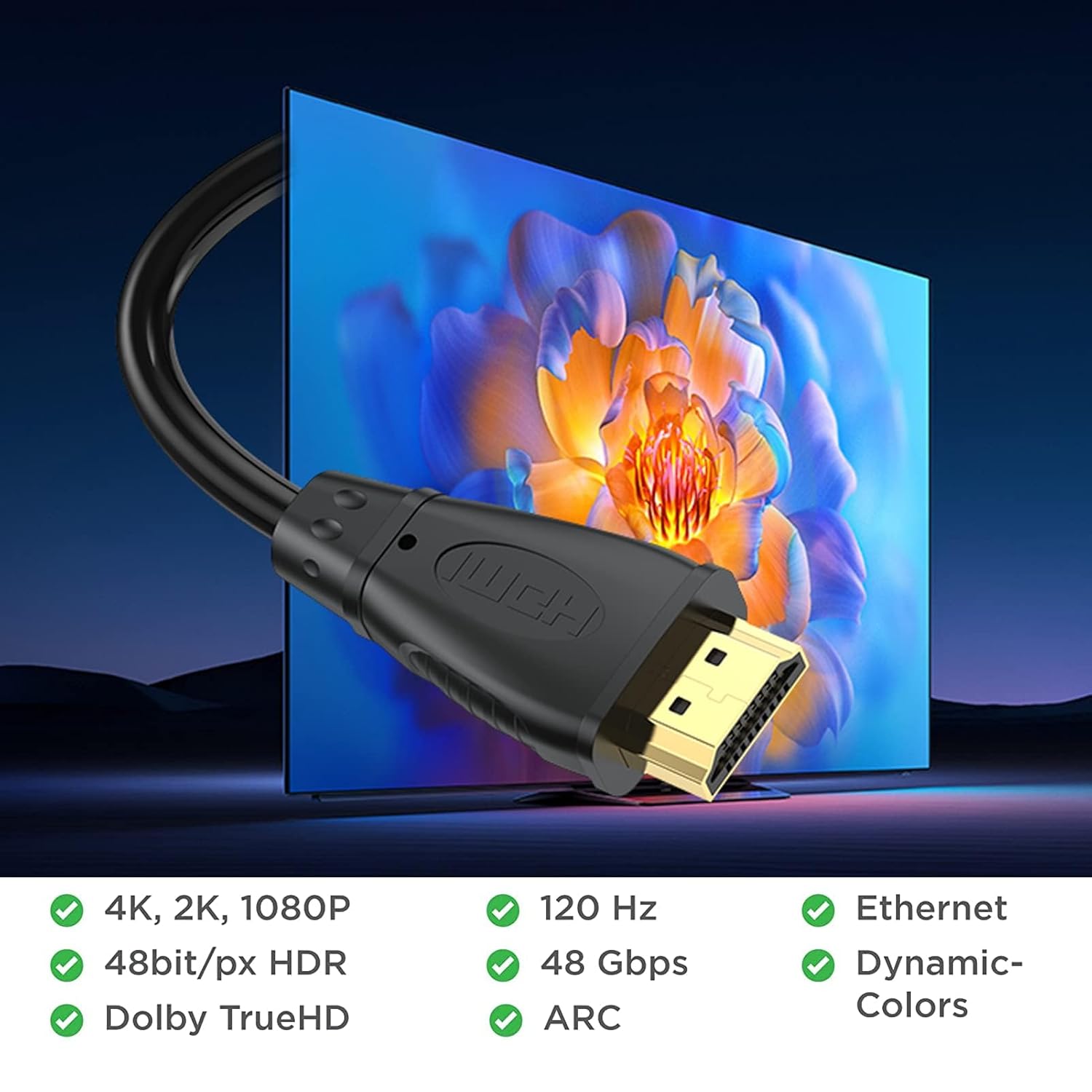 Cable HDMI corto de 4 pies, cable HDMI 4K UHD macho a macho adaptador para clasificación ARC y CL3  para laptop, monitor, PS5, PS4, Xbox One, Fire
