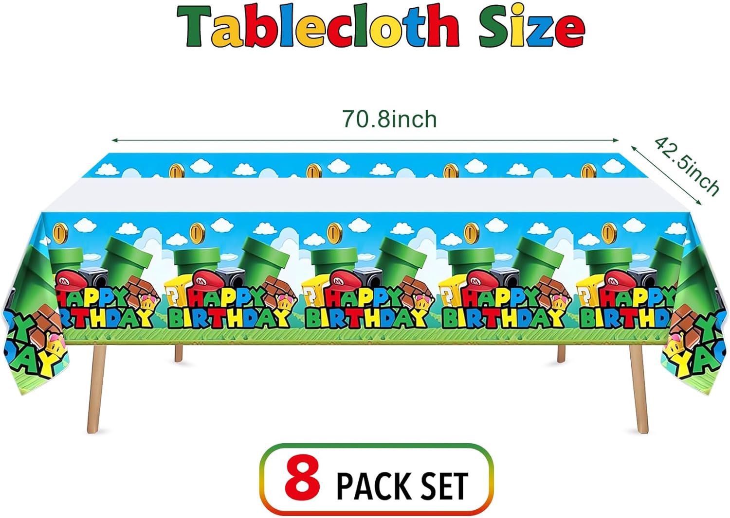 ZAKVOOR 8 manteles de fiesta de Super Brothers, fundas de mesa rectangulares desechables de plástico para suministros de decoración de fiestas de