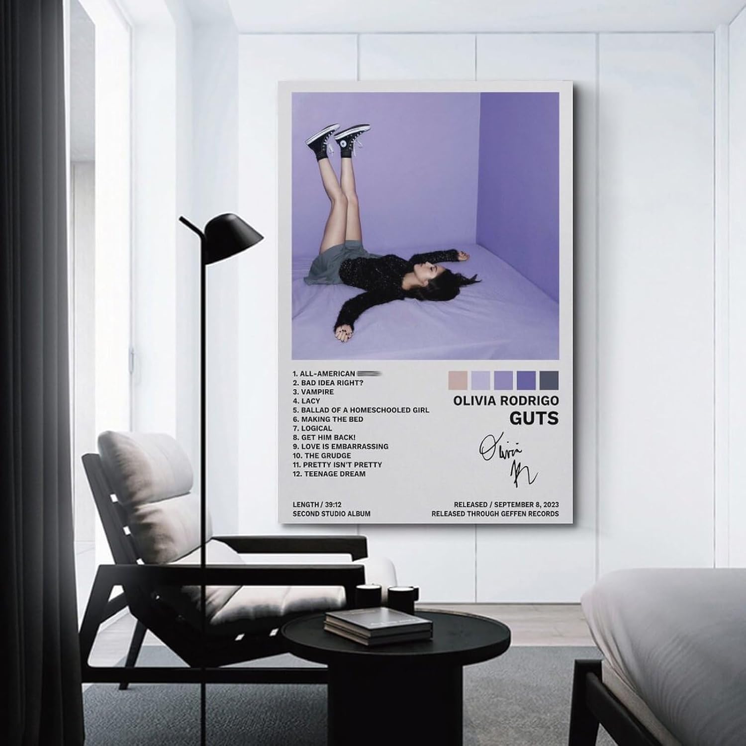 Póster de Olivia Rodrigo (agallas) con portada de álbum, pintura decorativa, lienzo, pósteres de pared e impresión artística moderna para decoración