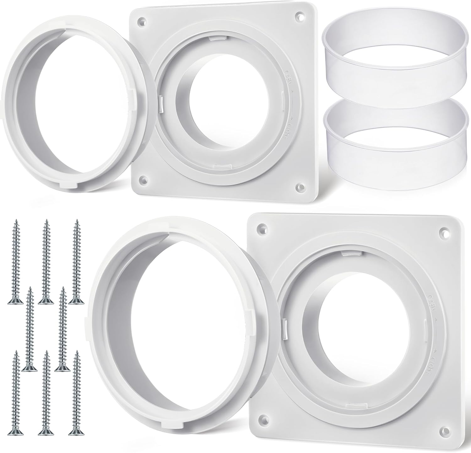 Adaptador de placa de pared de ventilación de secadora, cubre el área de 7 x 7 pulgadas, kit de conector de muelle de secadora a presión para