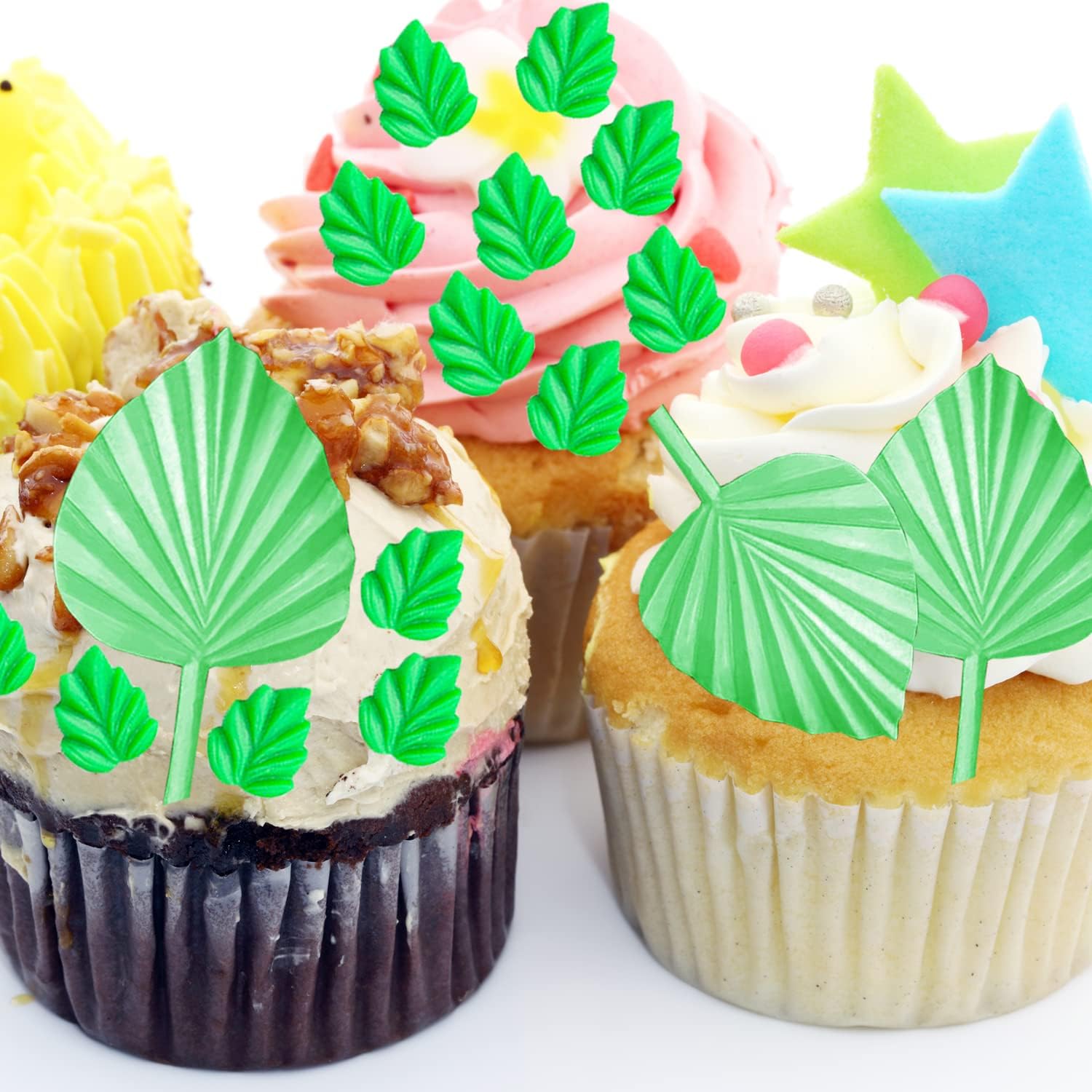 4 moldes de silicona para fondant, hoja de palma, forma de flor, hoja de chocolate, molde de hojas de chocolate, molde hawaiano de hojas tropicales