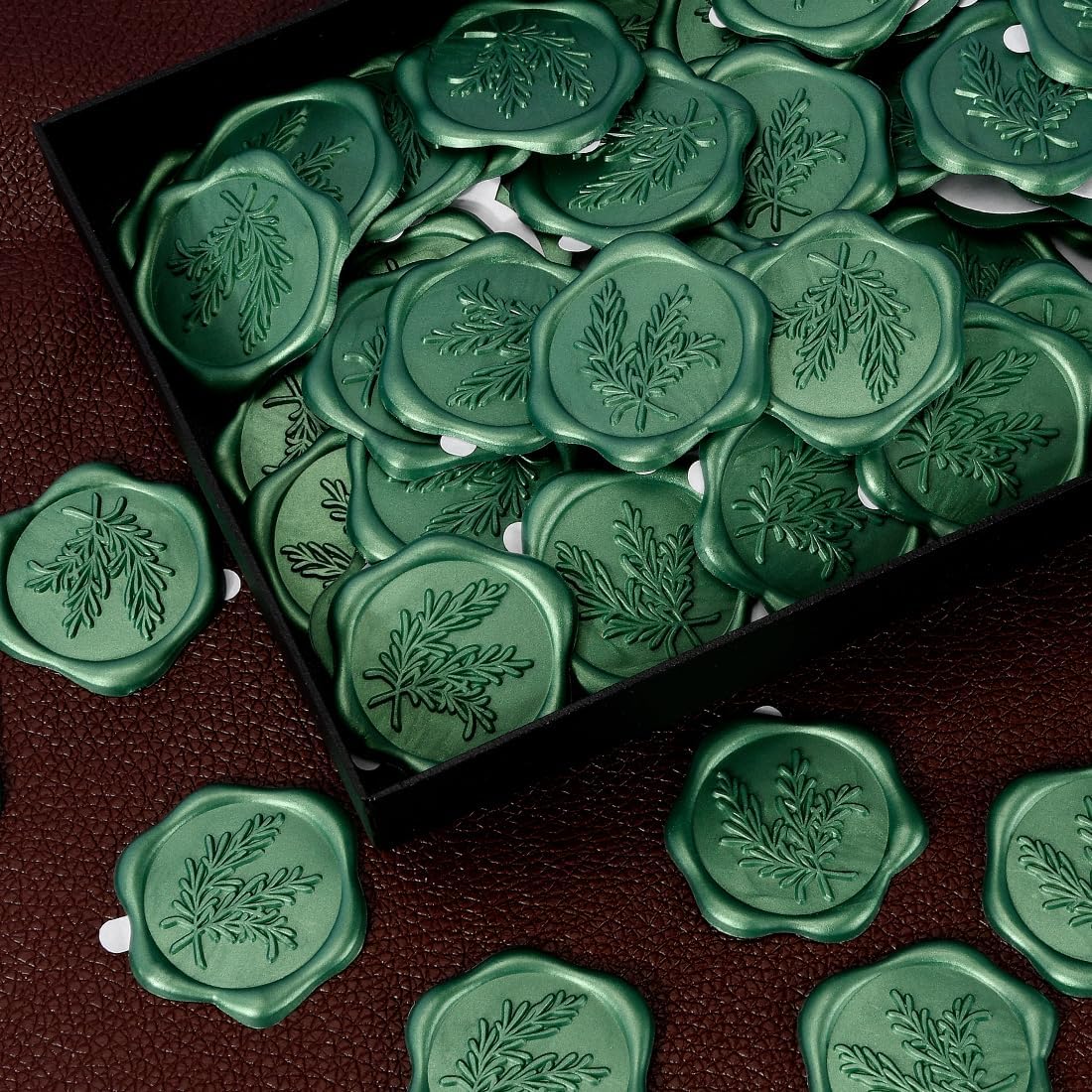 Calcomanías adhesivas de cera de romero verde, sellos de sobre para invitación de boda, tarjetas de agradecimiento, envoltura de regalos y bolsas,