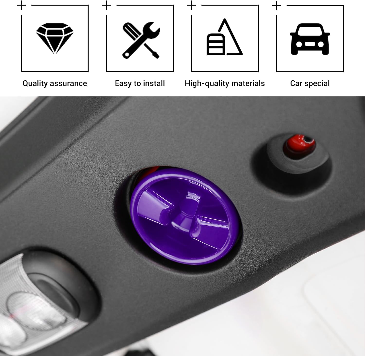 Hoolcar Cubierta de tornillo de montaje en panel duro de techo rígido, accesorios interiores compatibles con Jeep Wrangler JK JKU 2007-2017, morado,