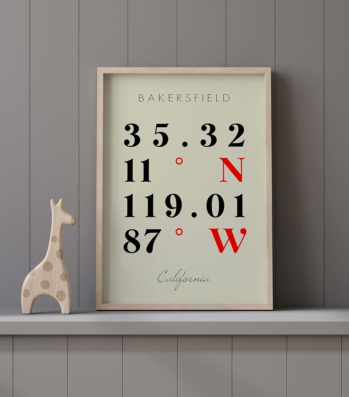 Mapa de Bakersfield, California, Coordenadas Multilíneas de Colores (18×24)