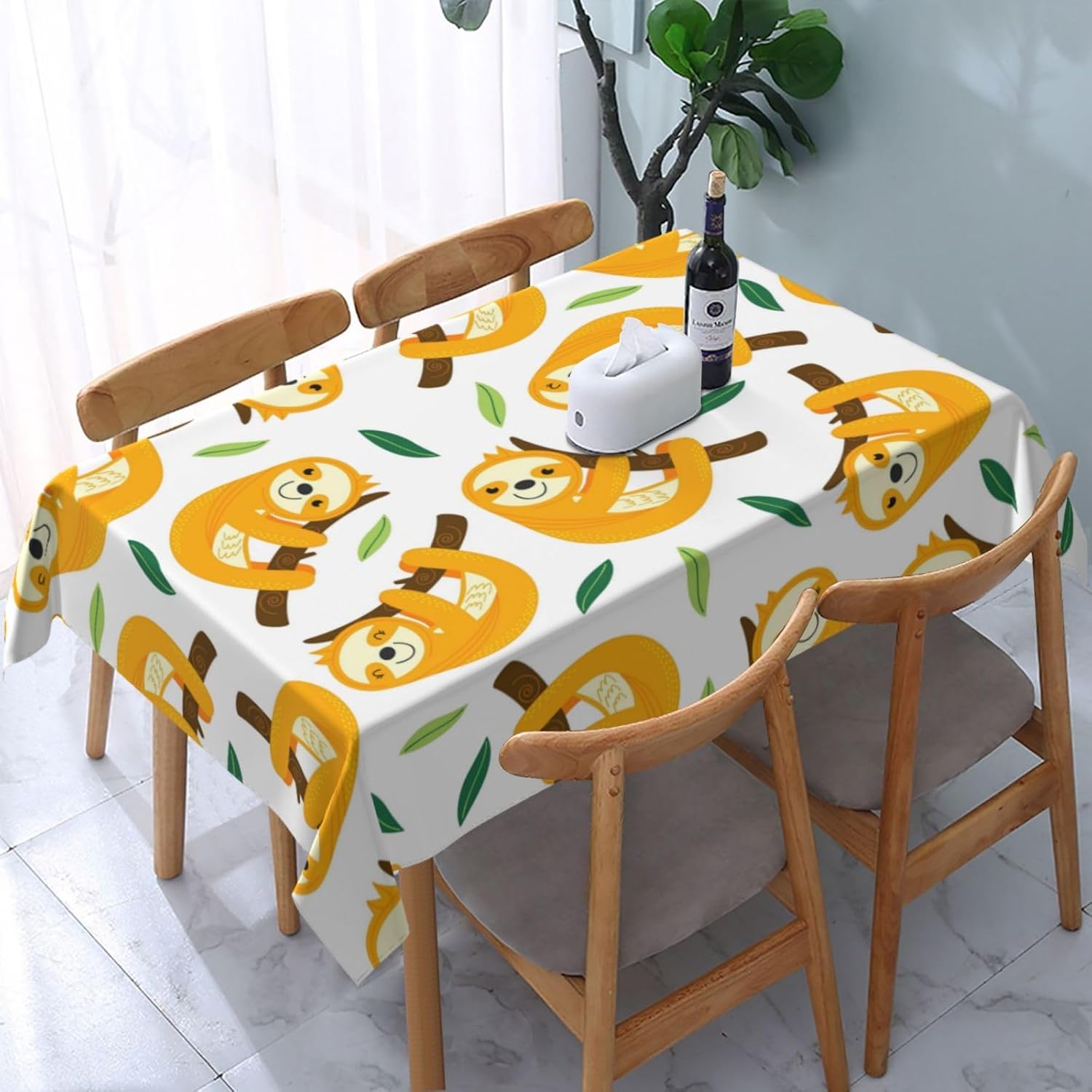 Mantel rectangular impermeable de perezoso para mesa de pícnic, 54 x 72 pulgadas, lavable de poliéster, para fiestas, cumpleaños, bodas, vacaciones