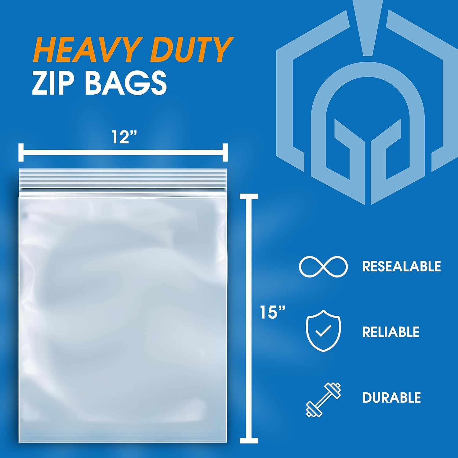 Spartan Industrial – Bolsas de polietileno de plástico transparente con cierre de cremallera de 12 x 15 pulgadas (250 unidades) de 4 mil de grosor,