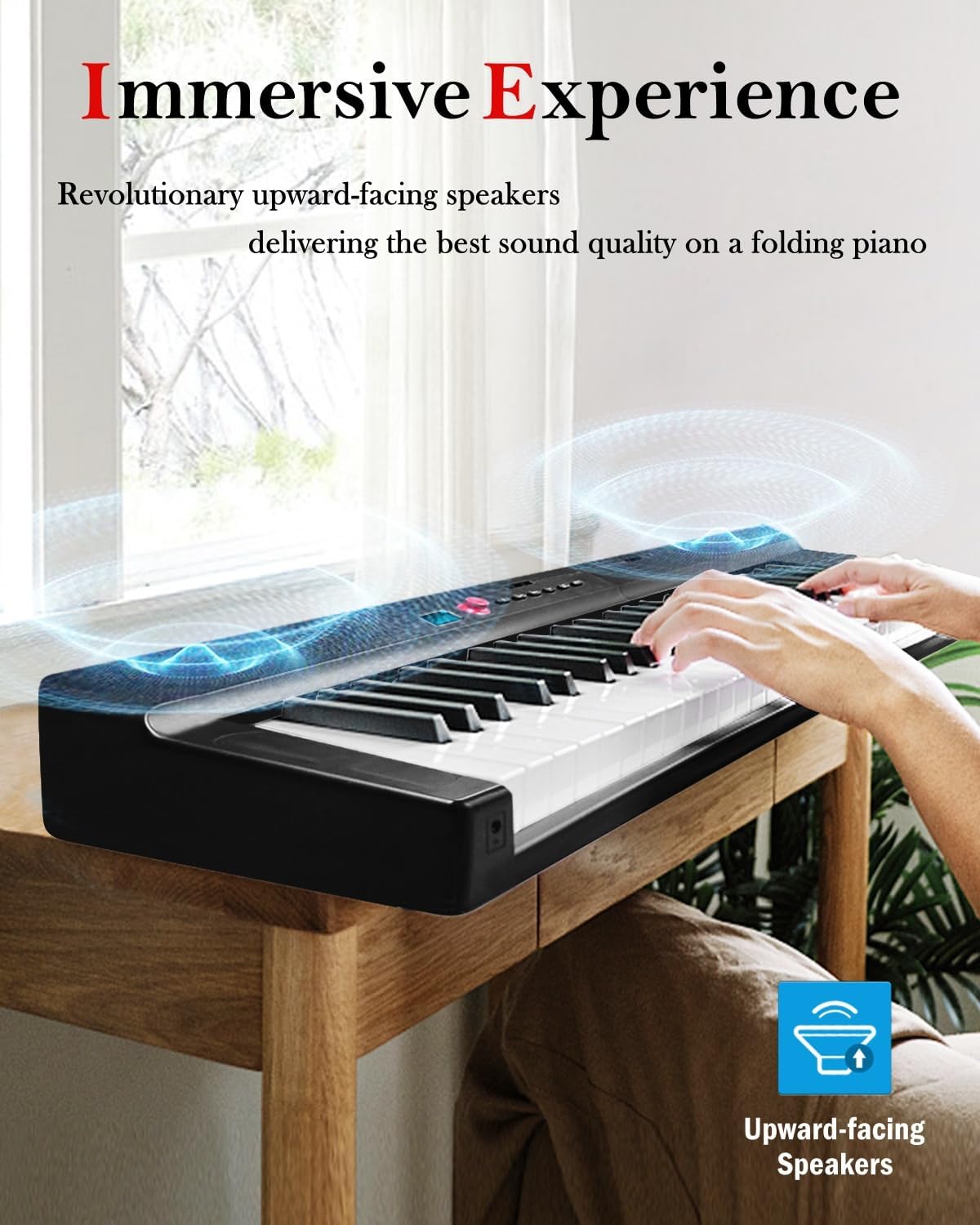 Longeye Teclado de piano plegable de 88 teclas, teclado eléctrico portátil, piano digital semi pesado para principiantes con auriculares, pedal de