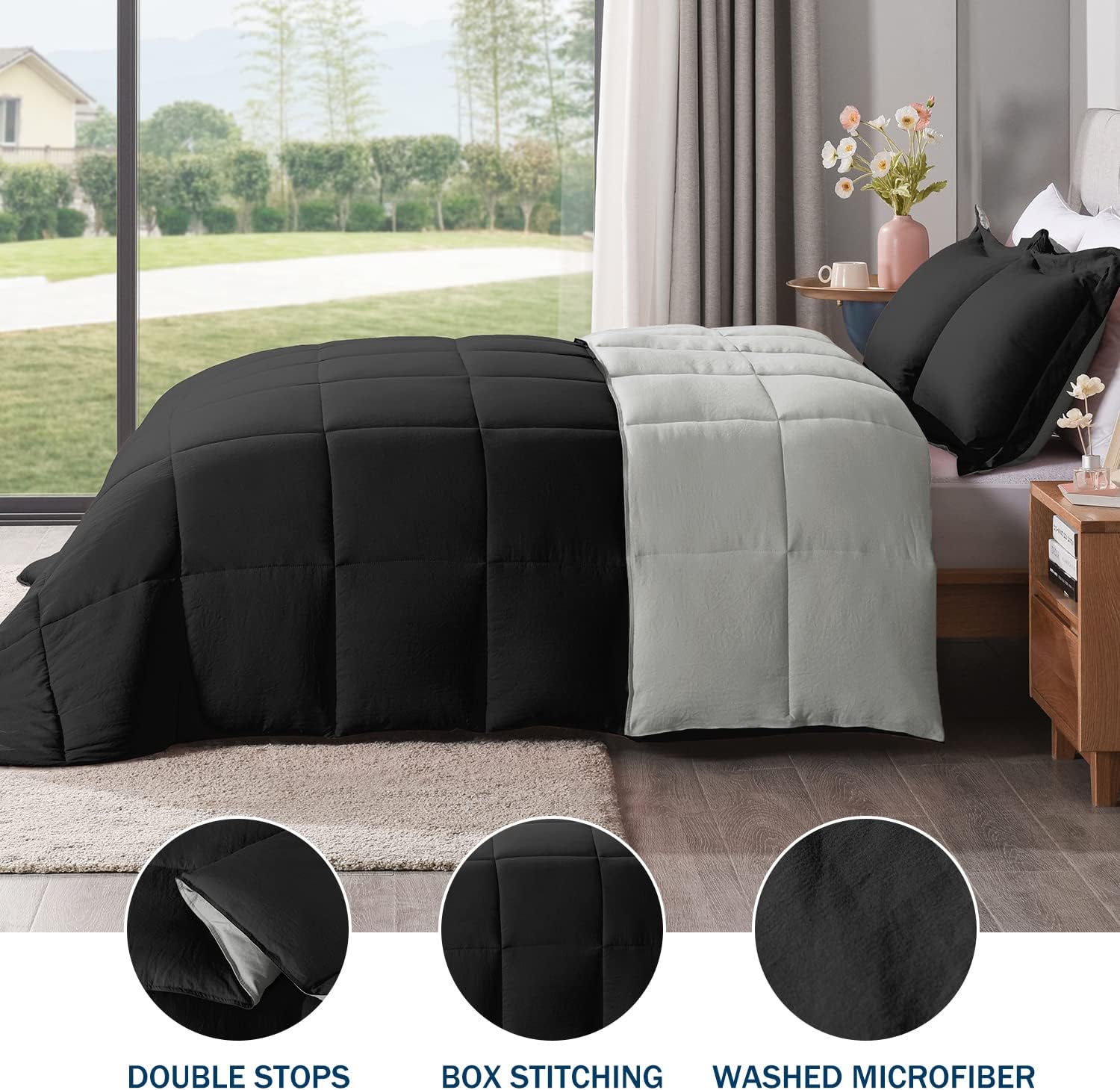 LOVTEX Juego de edredón de 2 piezas de tamaño individual, juego de edredón de microfibra lavada ultrasuave para cama de tamaño individual, edredón