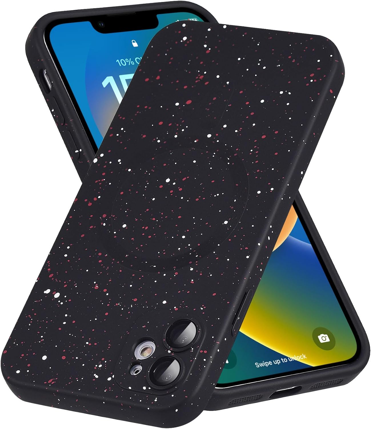 MagSafe – Funda magnética para iPhone 11, silicona suave, protección de cámara, con puntos rojos y blancos, funda protectora contra arañazos para