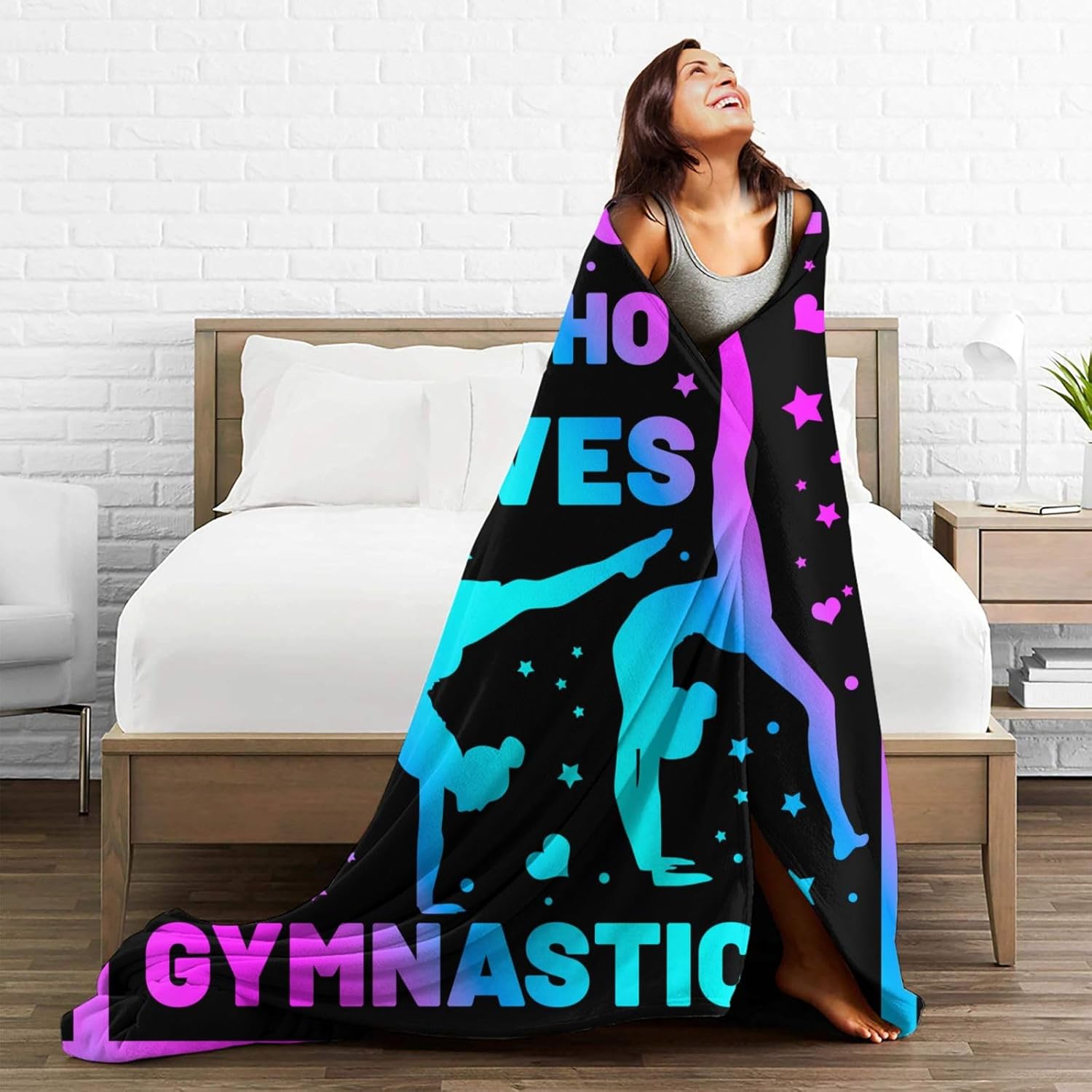 Manta de gimnasia, gimnasta de franela, forro polar, regalos para niñas adolescentes, mantas de gimnasia con texto en inglés “I Love”, para