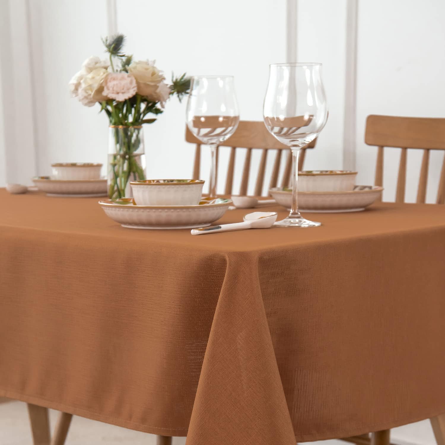 maxmill Mantel de otoño impermeable resistente a las arrugas, suave lino sintético, texturizado, para cosecha de Acción de Gracias, cenas en
