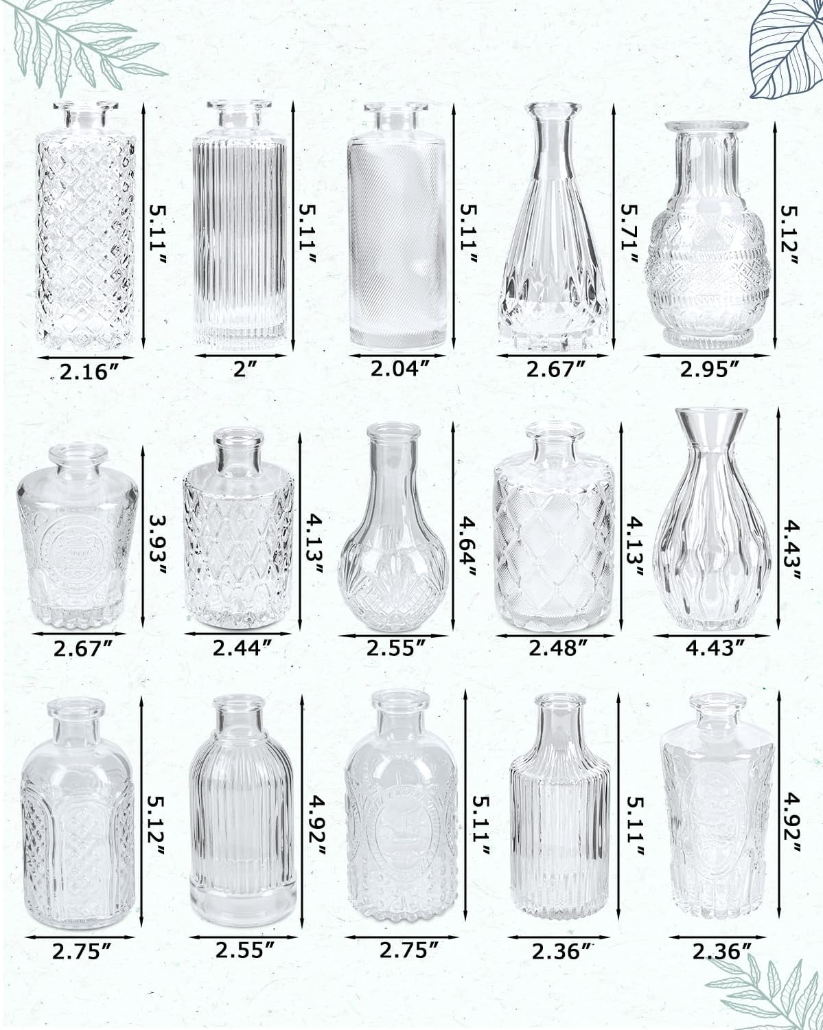 Yirilan Juego de 30 jarrones de cristal, pequeños jarrones para flores, jarrones transparentes a granel para centros de mesa, mini jarrones vintage