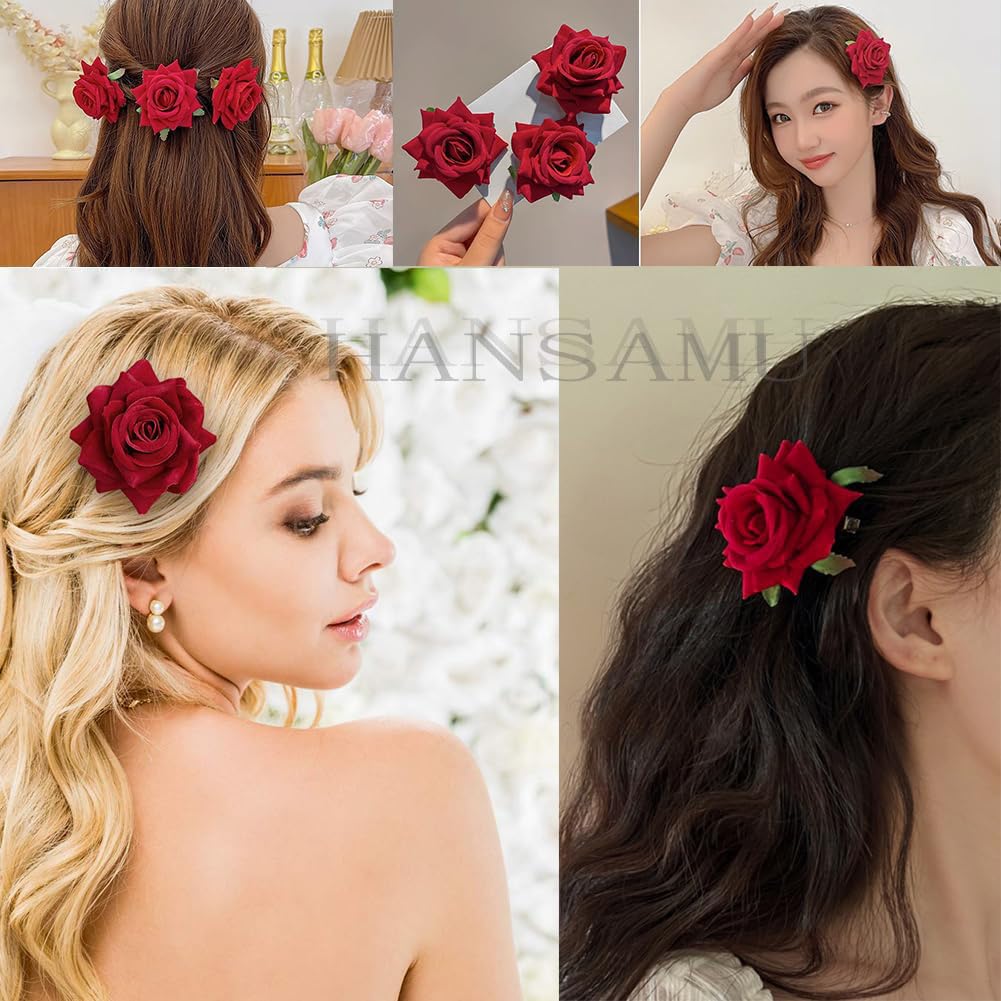 Pin up floral de rosas para decoración de disfraz de Halloween, tela mexicana, broche de flores de rosas, tocados con clip para el cabello para