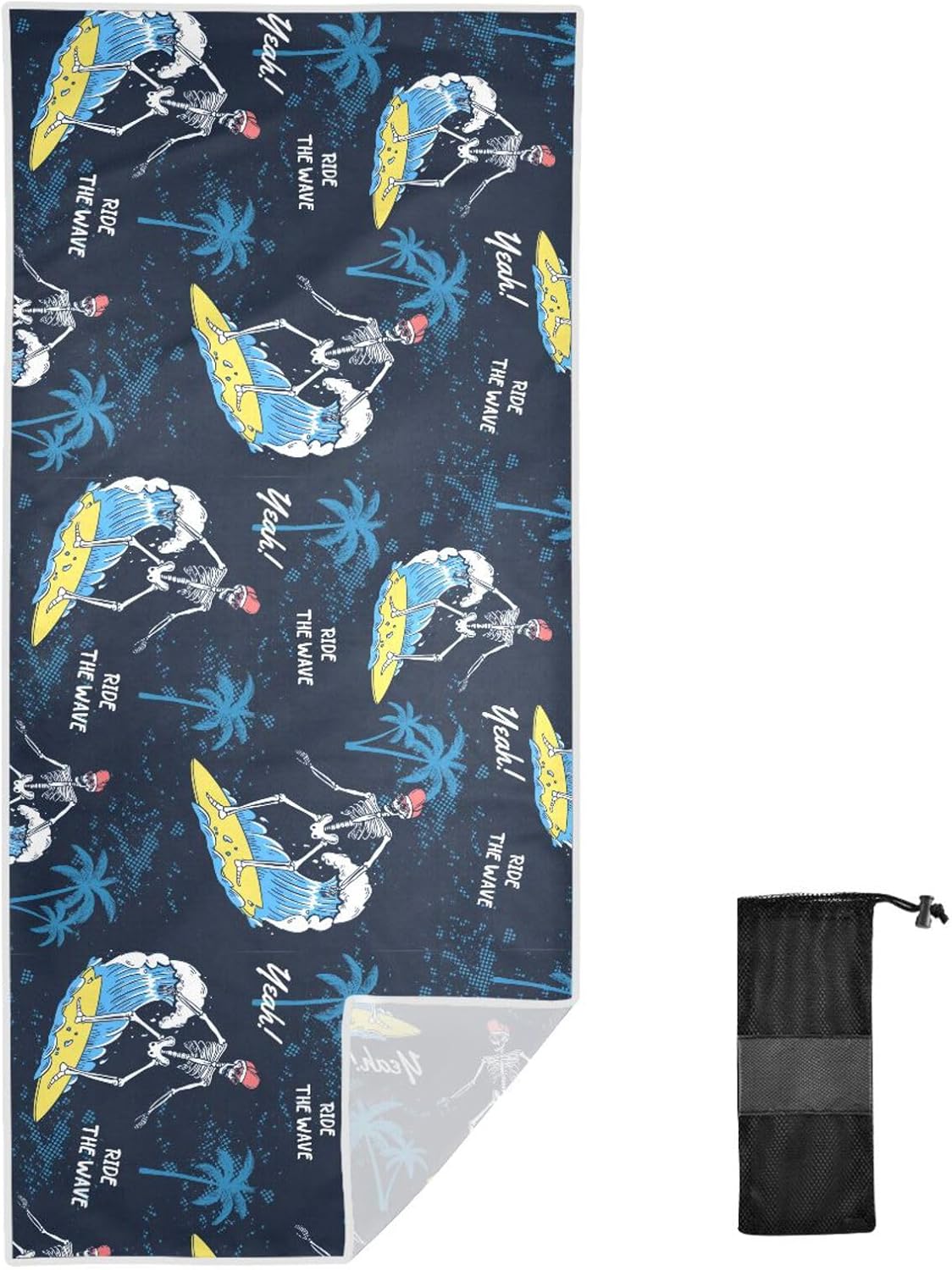 Skulls Skeletons – Toalla de playa gruesa de gran tamaño para adultos, secado rápido, toalla de viaje de alta absorción con bolsa de almacenamiento,